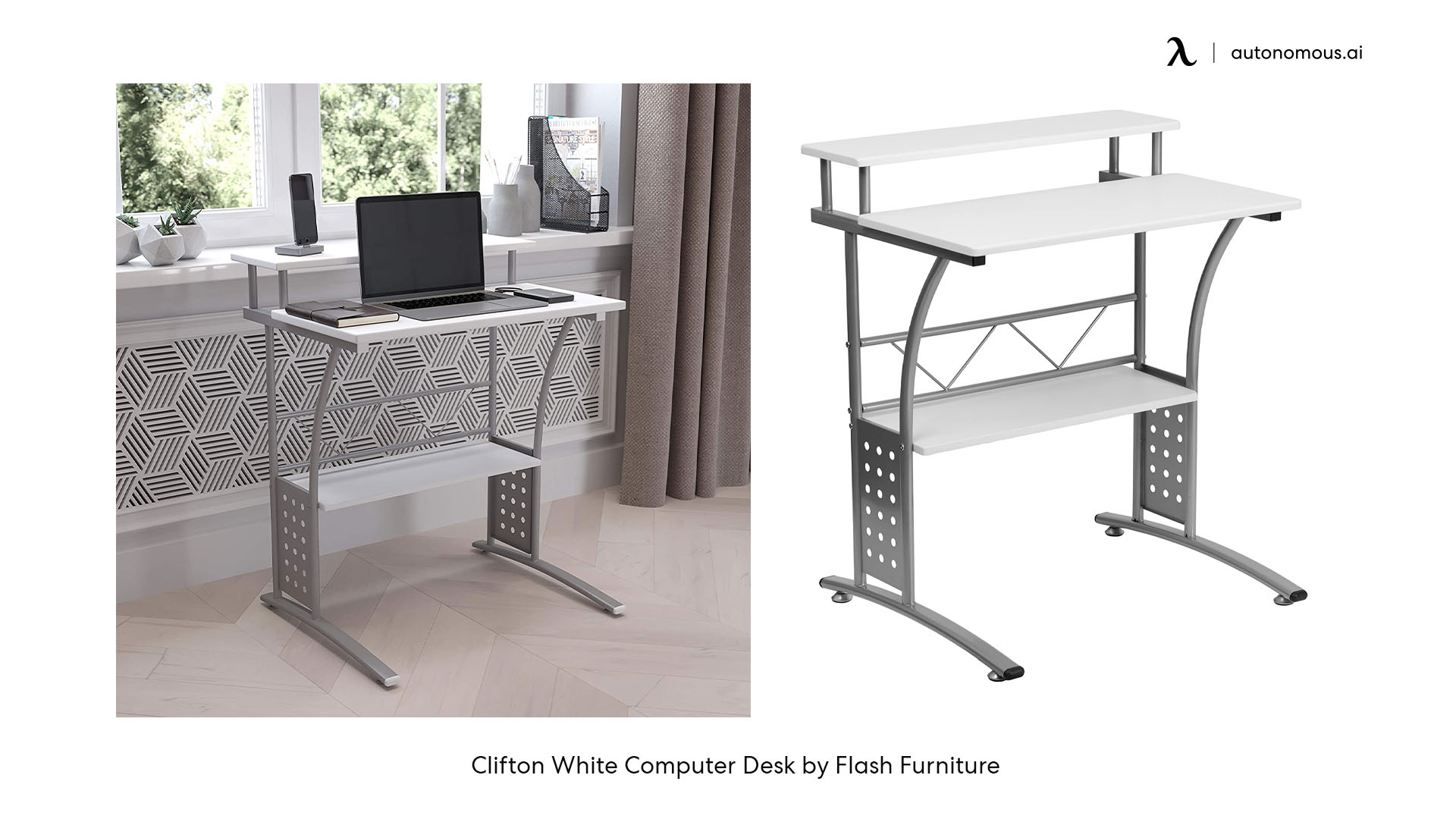 Clifton White Computer Desk by Flash Furniture