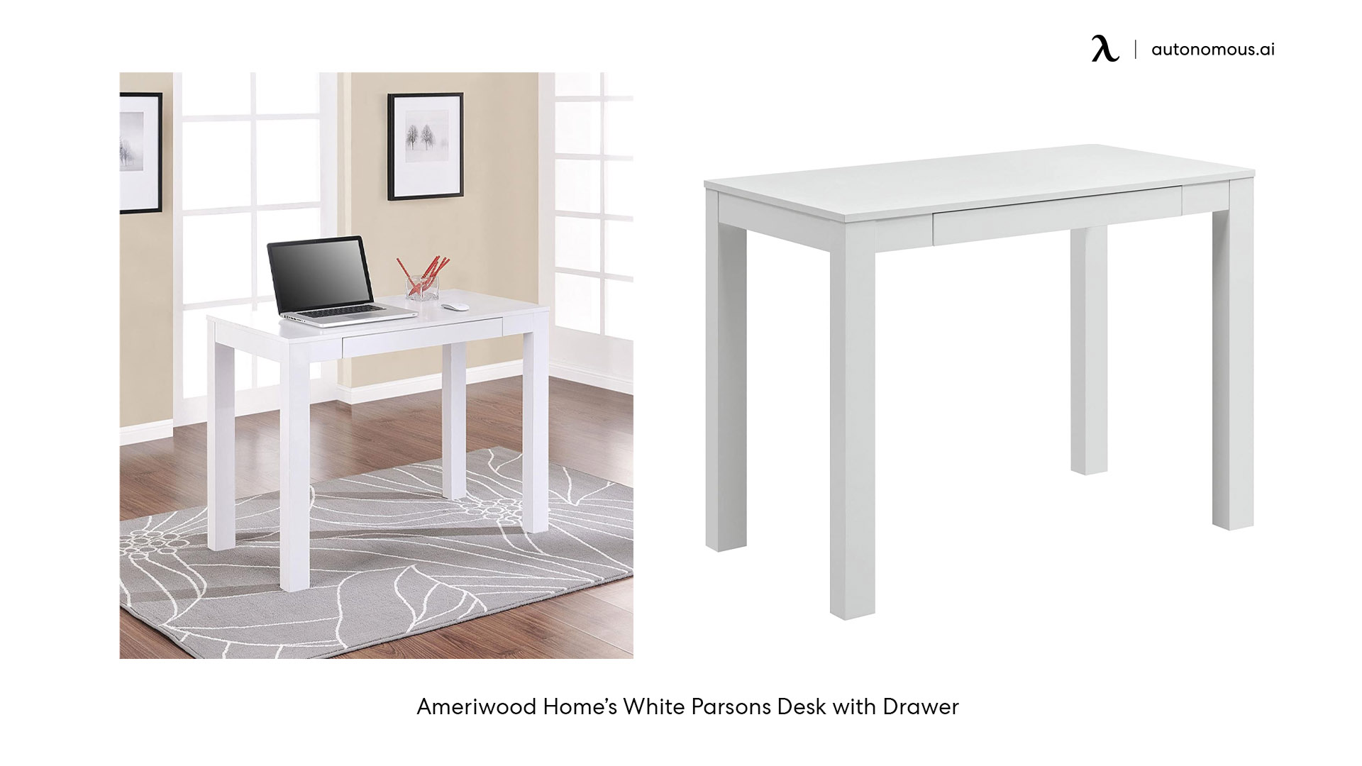 Ameriwood Home’s white contemporary desk