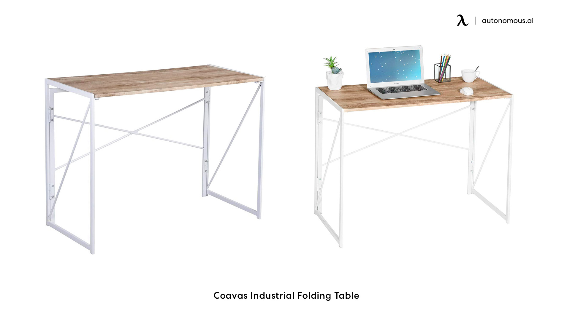 Coavas Industrial Folding white oak office desk