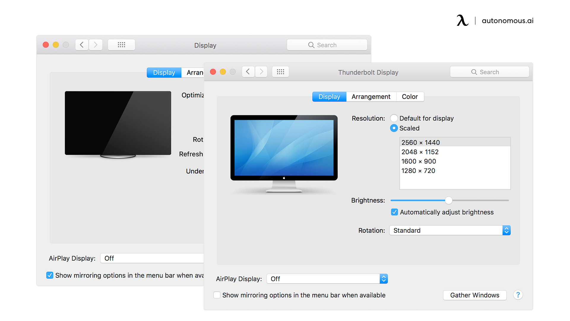 Display Settings in vertical dual monitor setup