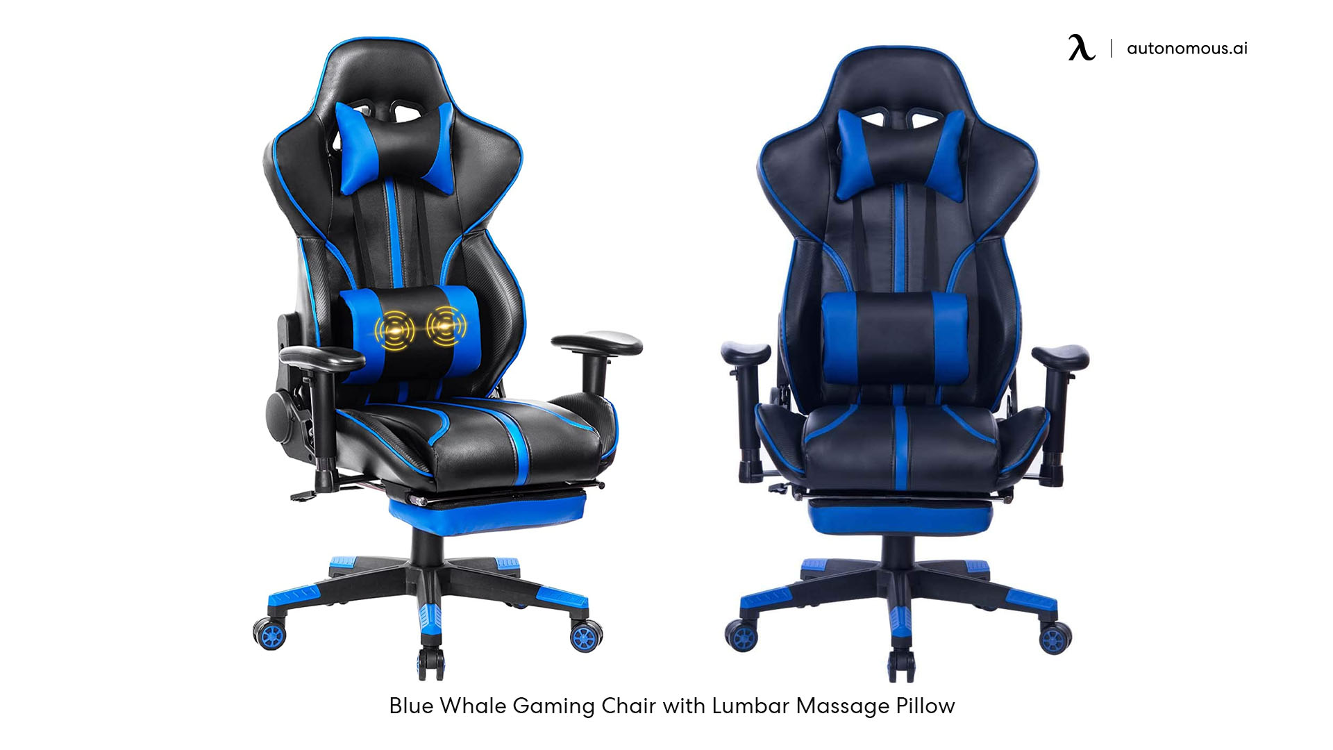 Blue tall Whale Gaming Chair with Lumbar Massage Pillow