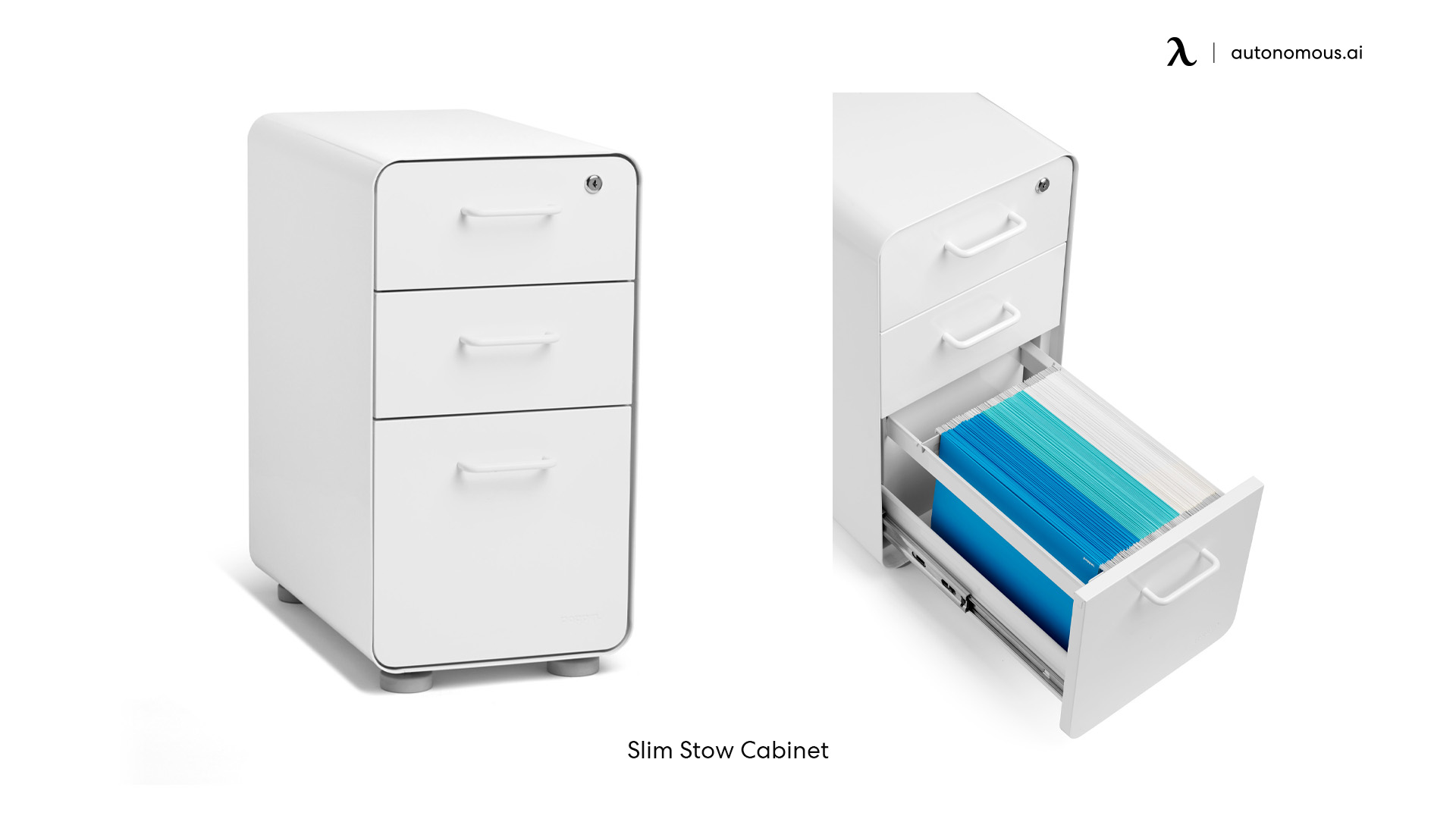 Slim Stow rolling file cabinet under desk