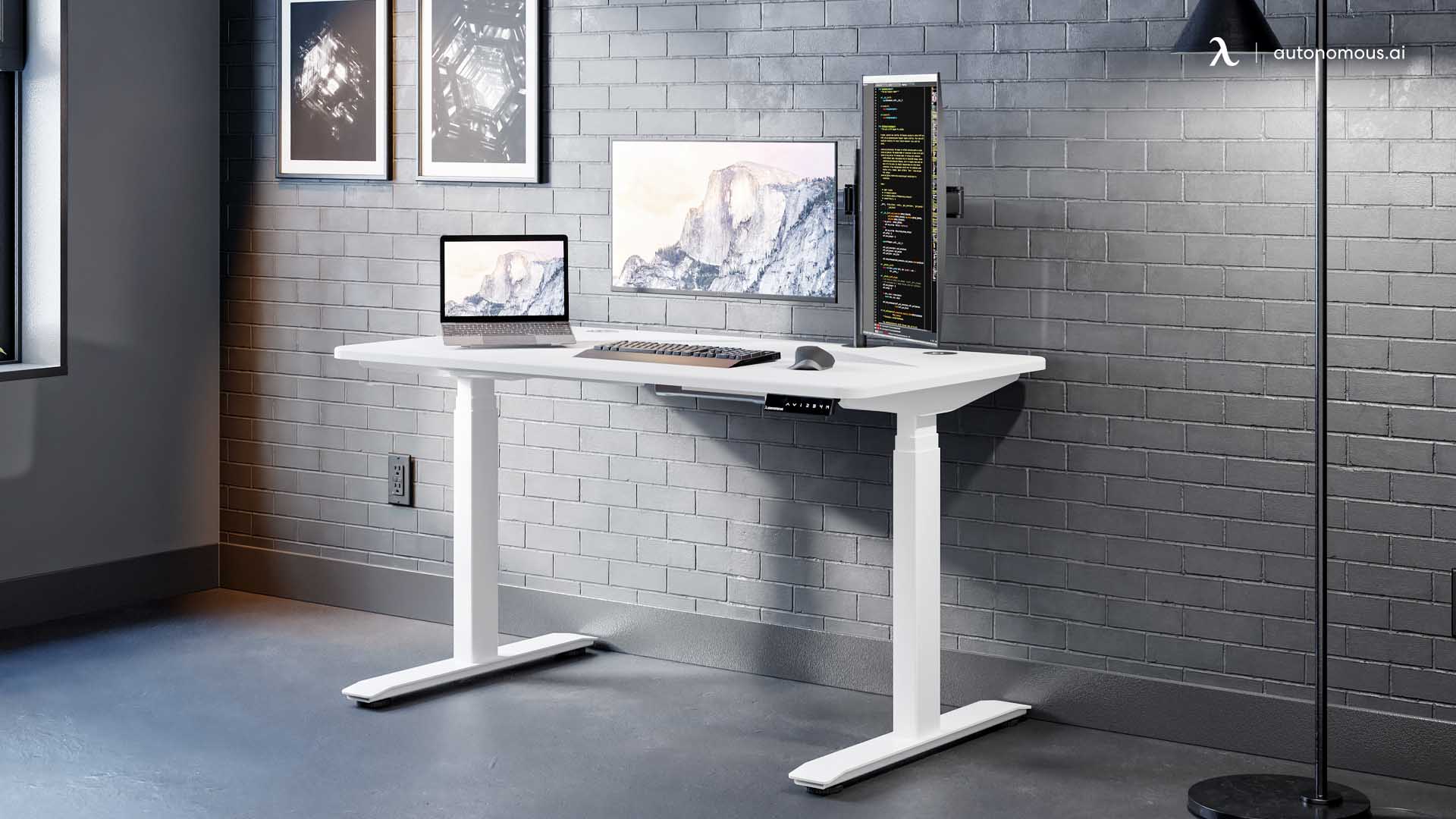 Serene White home office setup
