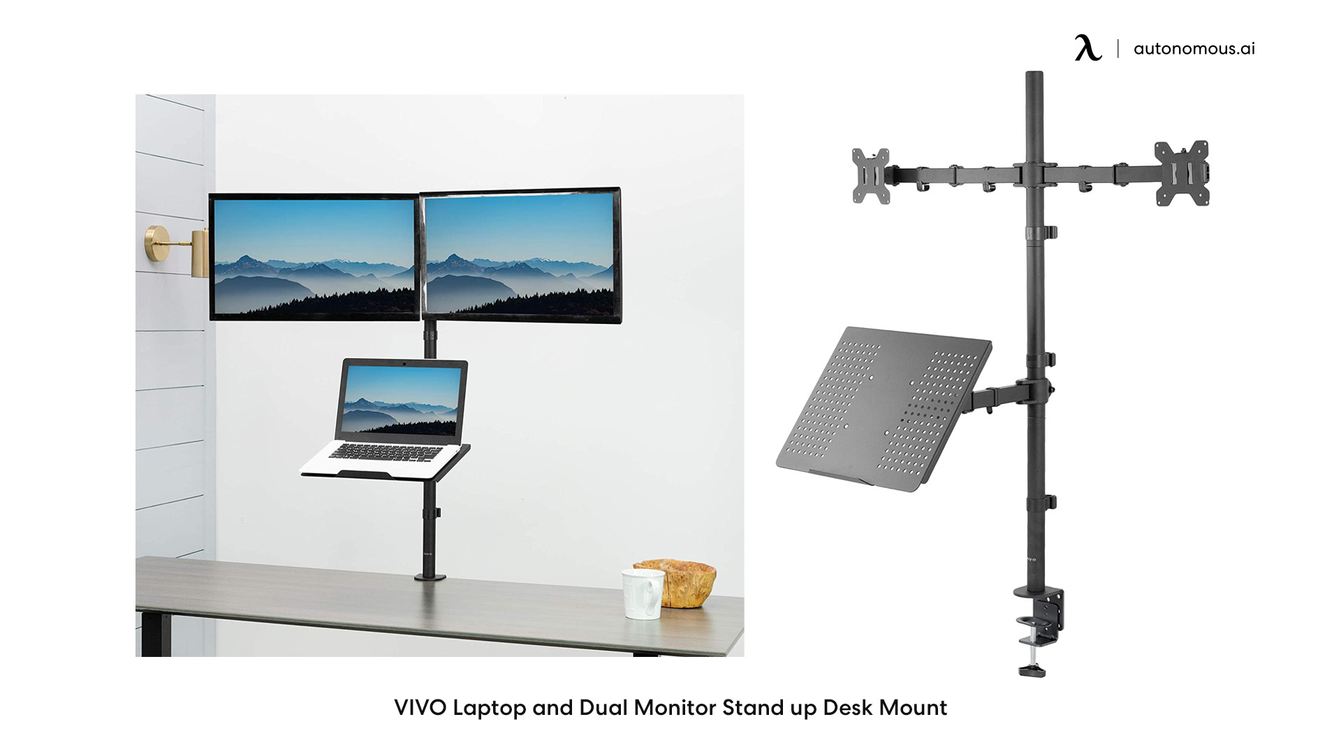 VIVO Laptop and Dual Monitor Stand up Desk Mount