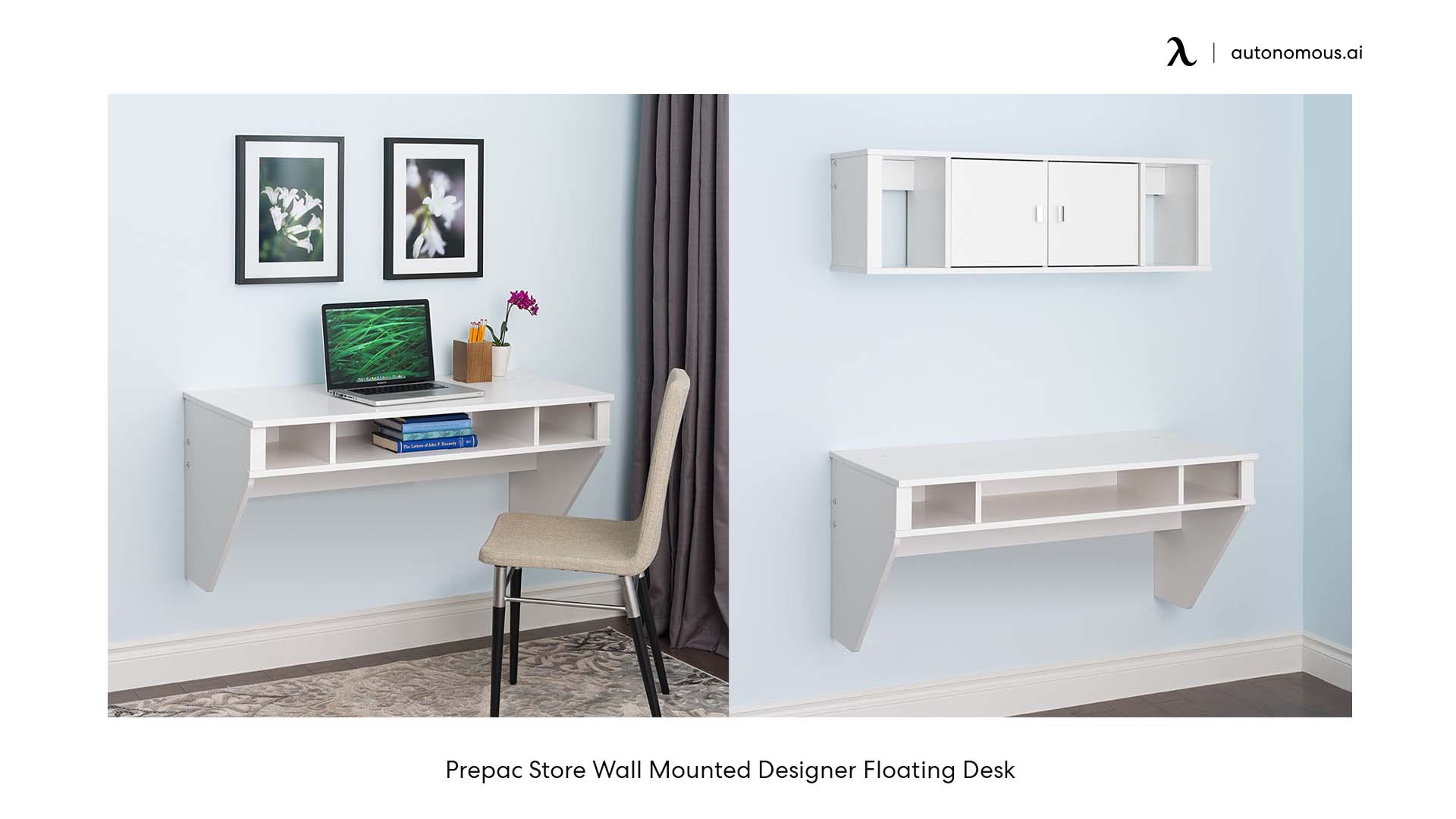 The floating desk is ideal