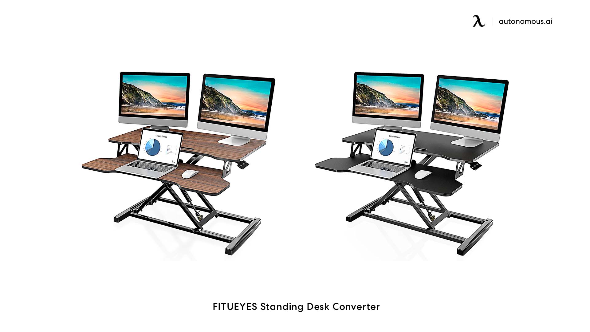 FITUEYES Sit Stand Desk with Keyboard Tray