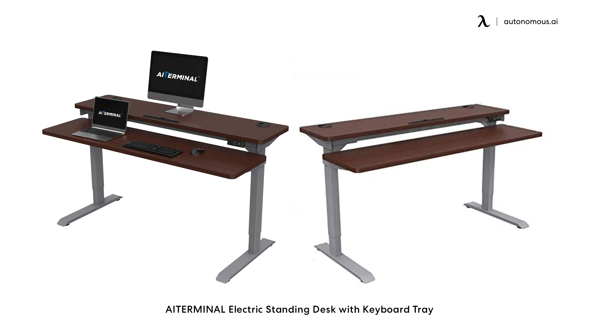 AITERMINAL standing desk with keyboard tray