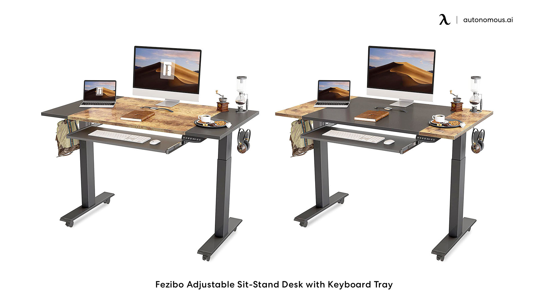 Fezibo Adjustable Sit-Stand Desk with Keyboard Tray
