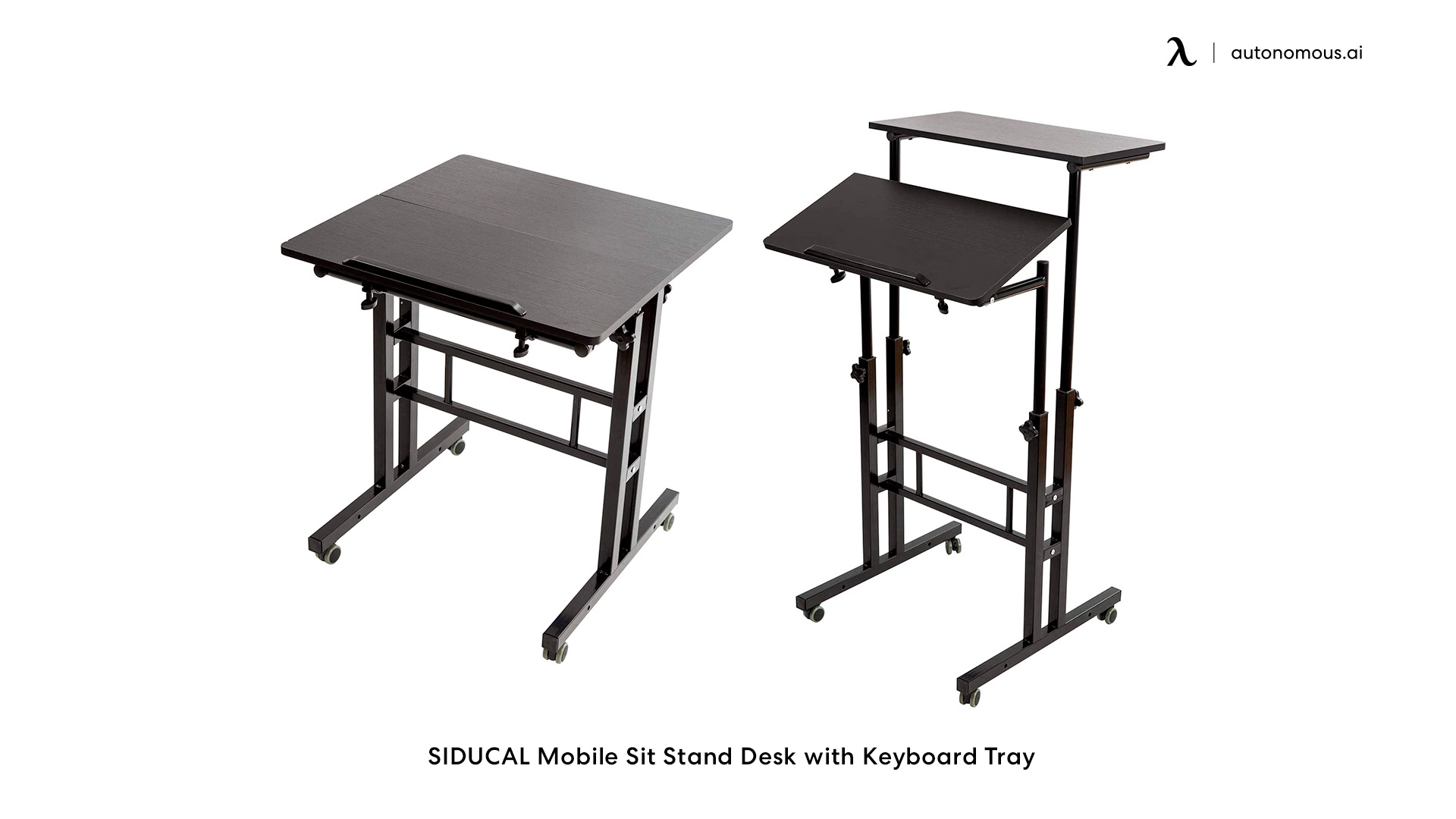 SIDUCAL Mobile standing desk with keyboard tray