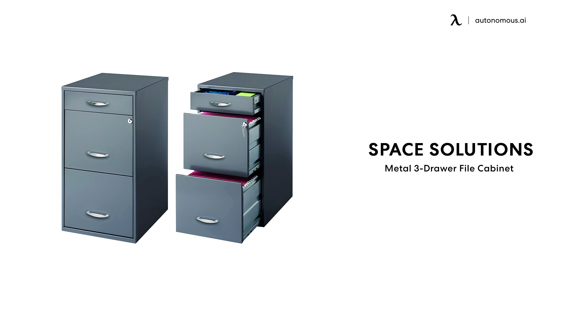 Space Solutions Metal 3-Drawer File Cabinet