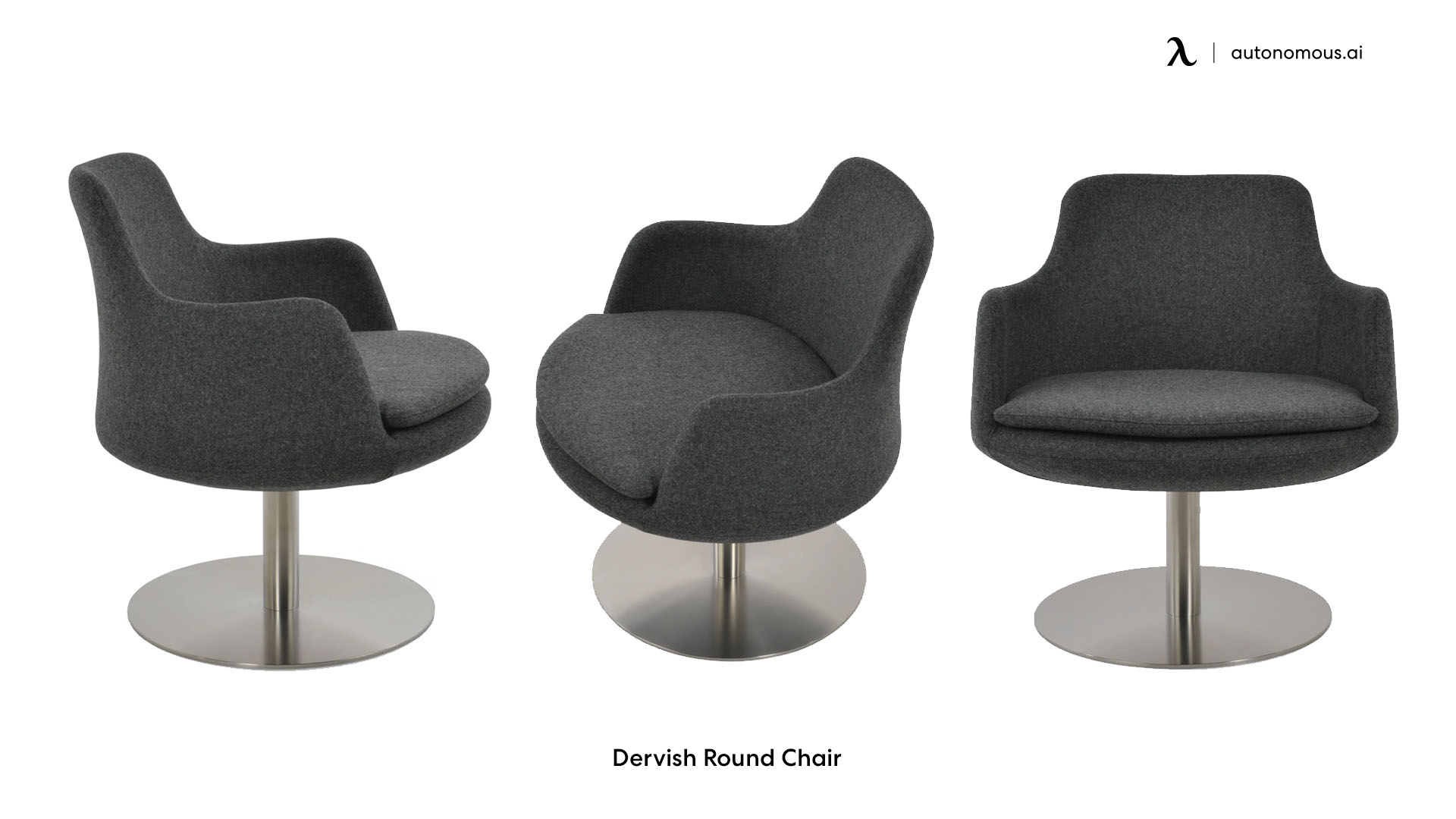 Dervish Round grey desk chair