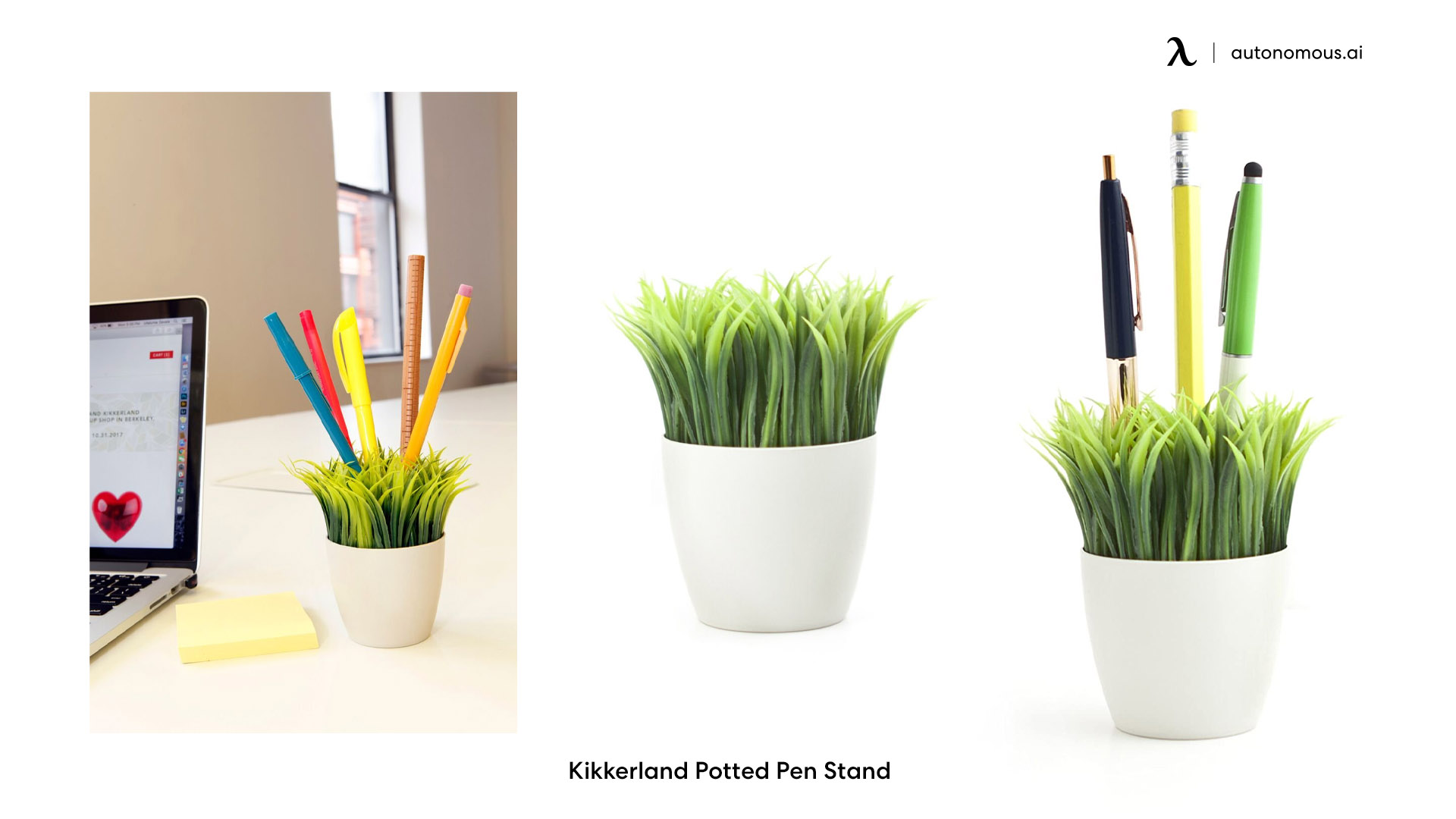Kikkerland Potted Pen Stand white desk accessories