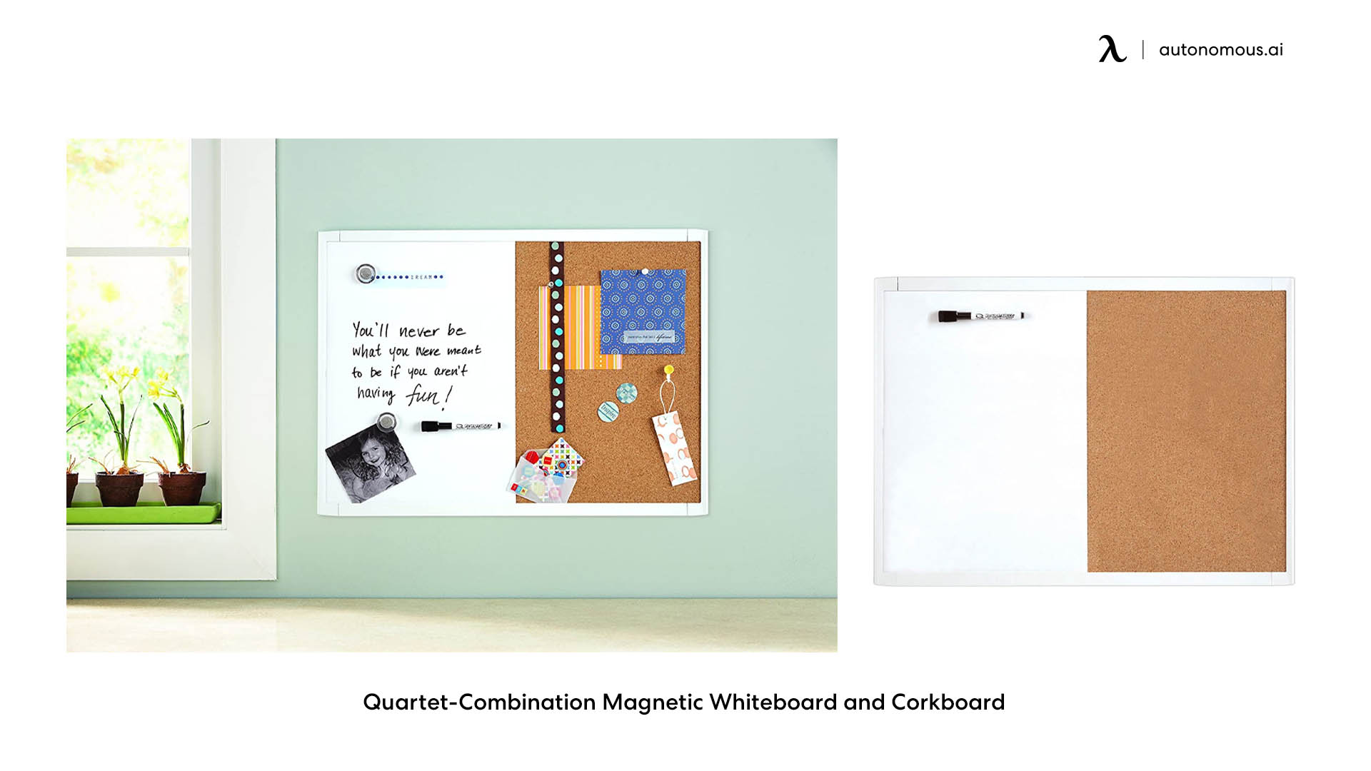 Quartet-Combination Magnetic Whiteboard and Corkboard