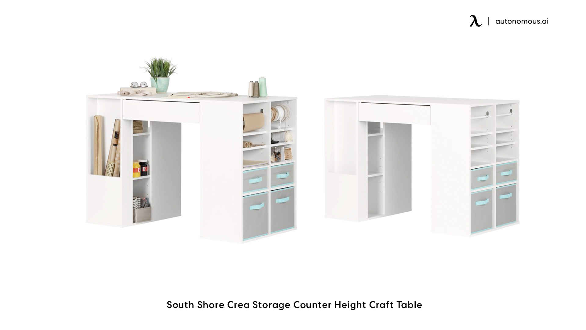 South Shore Crea Storage Counter modern white desk