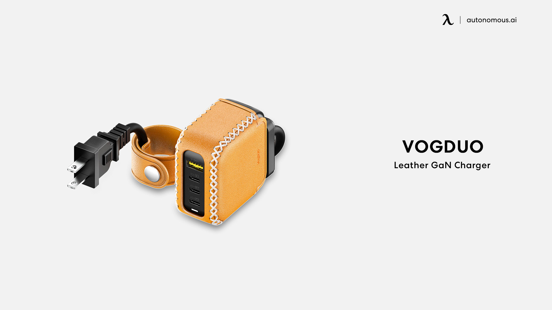 Leather GaN Charger by VogDuo in office essentials list