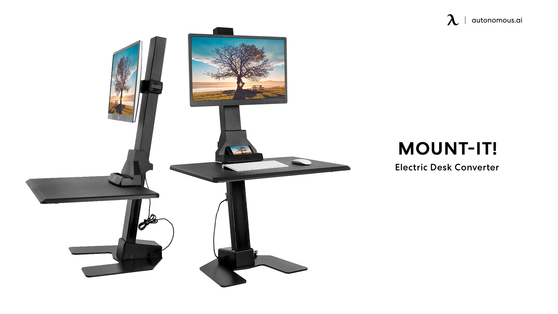Electric Monitor Riser by Mount-It! in Ergonomic desk setup