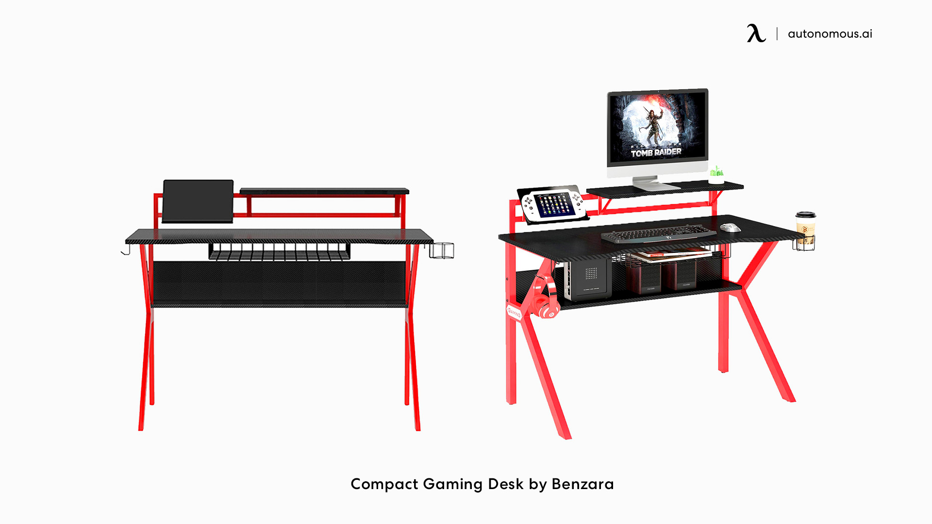Compact black gaming desk by Benzara