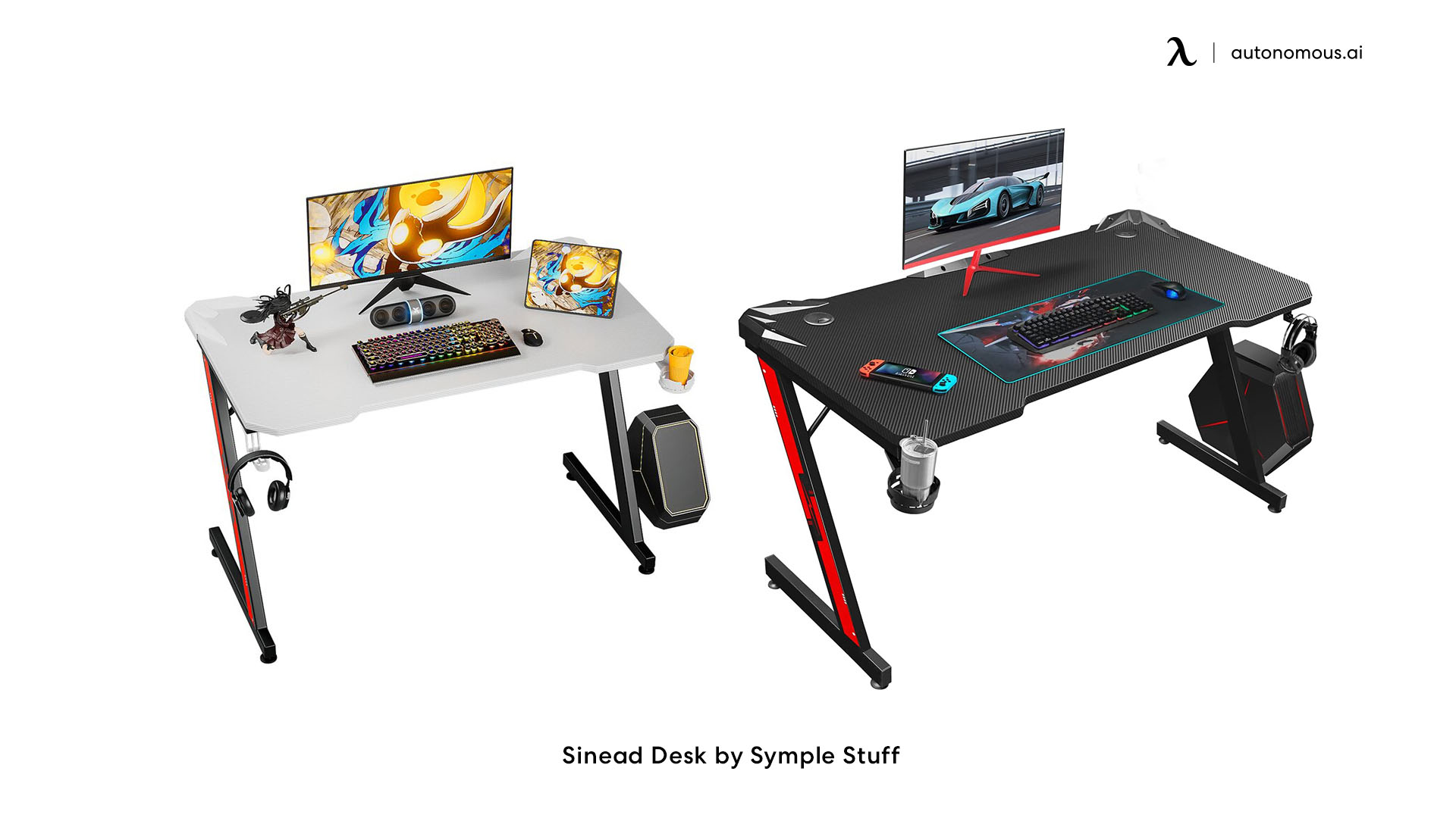 Sinead black gaming desk by Symple Stuff
