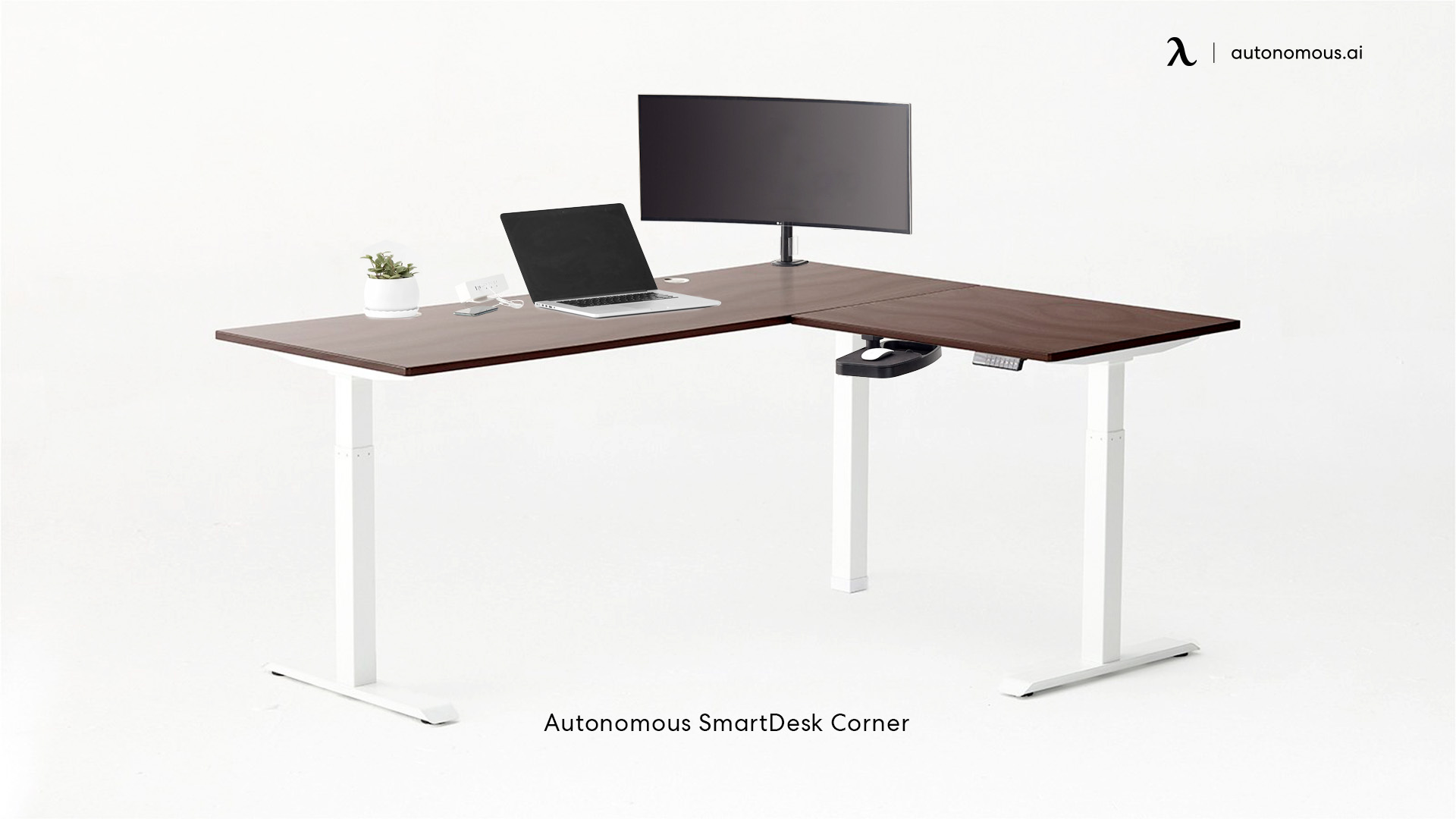 SmartDesk Corner walnut l shaped desk