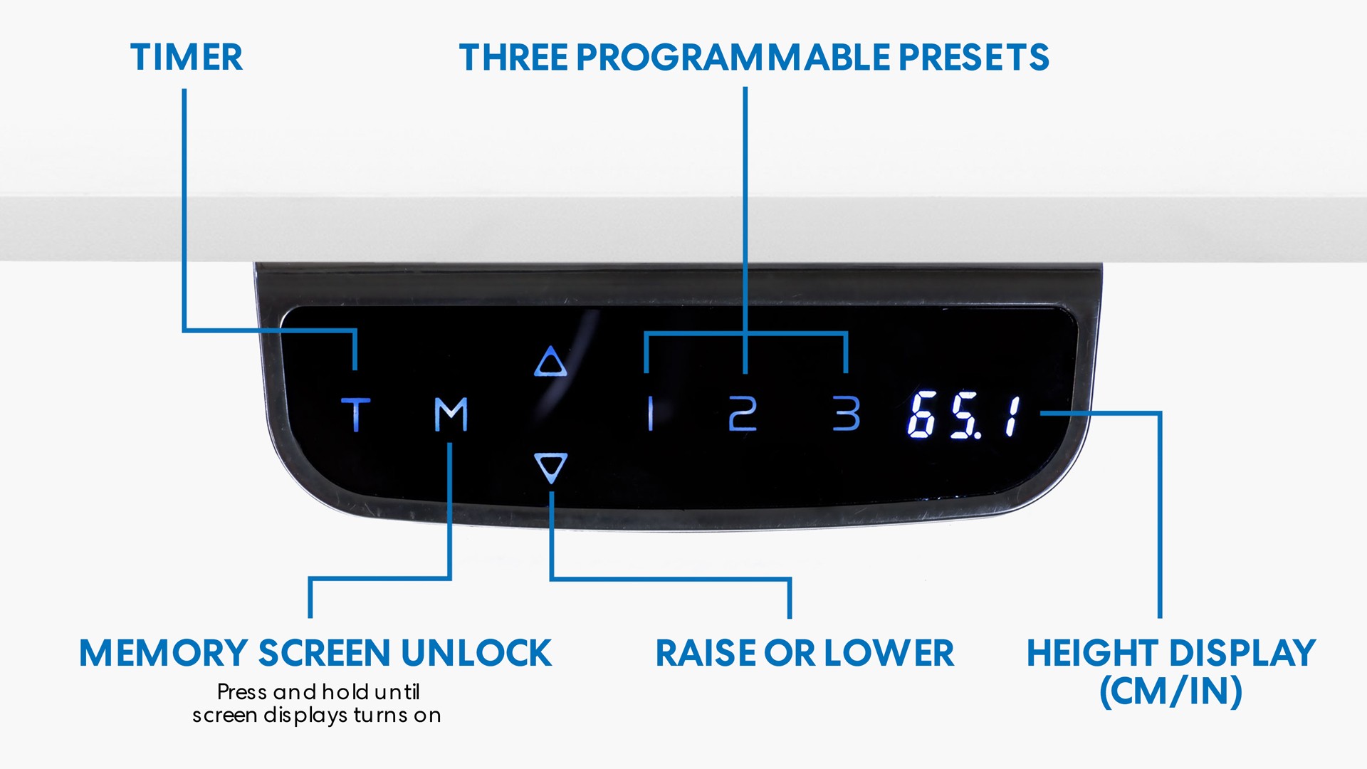 Mount-It! White Electric Sit-Stand Desk: Touchscreen Keypad