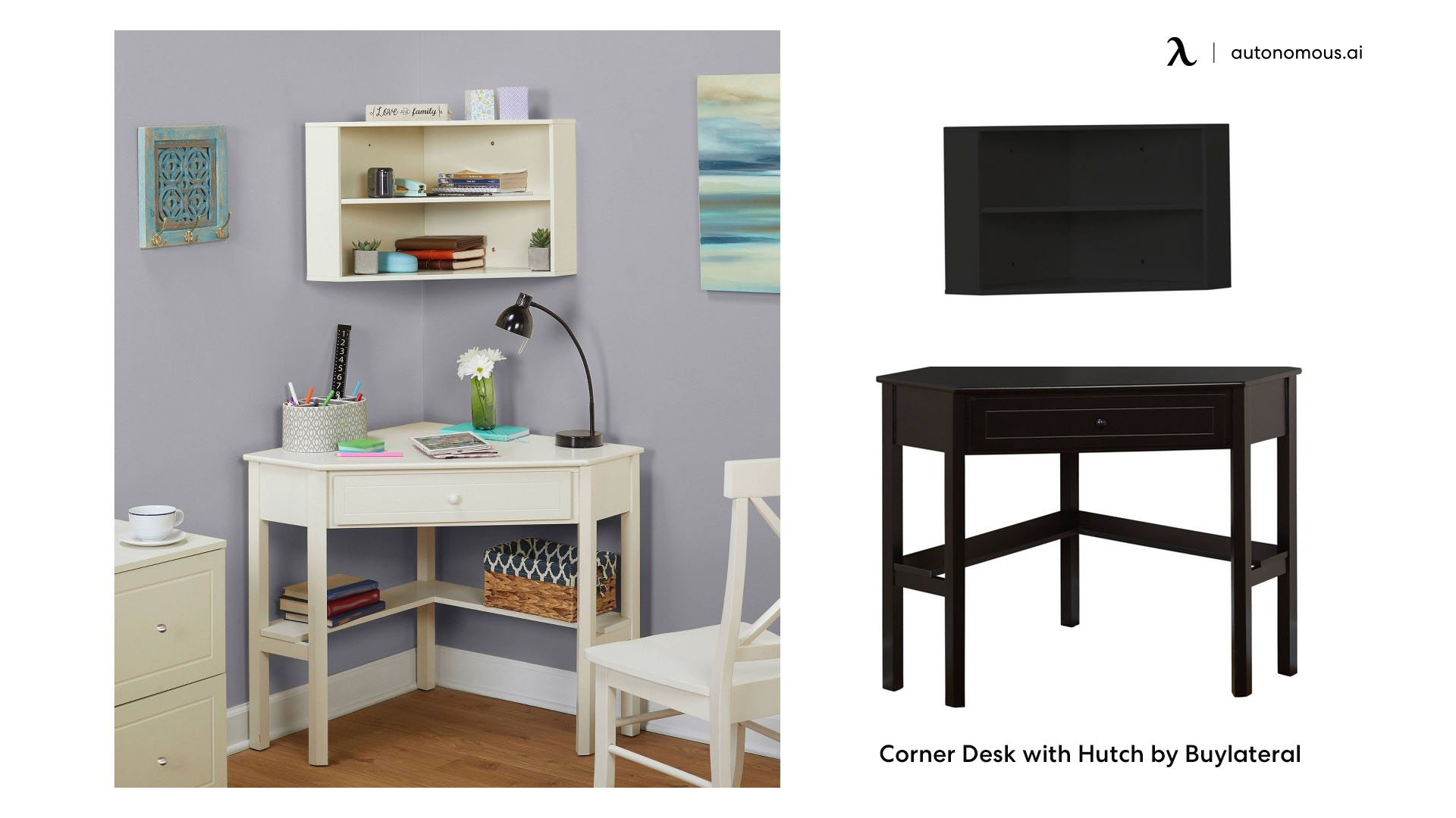 bedroom corner desk with Hutch by Buylateral