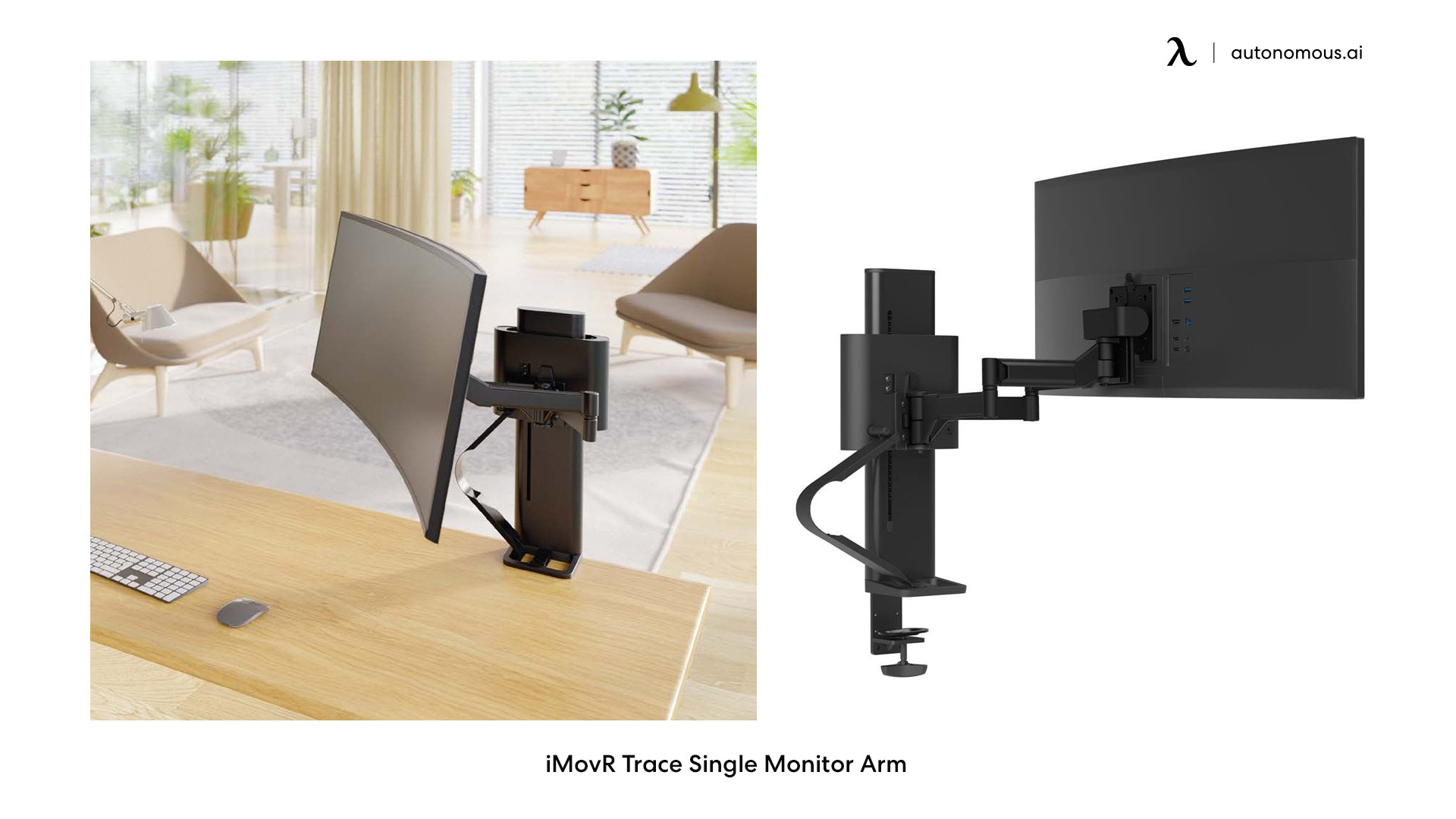 iMovR Trace monitor arms for standing desk