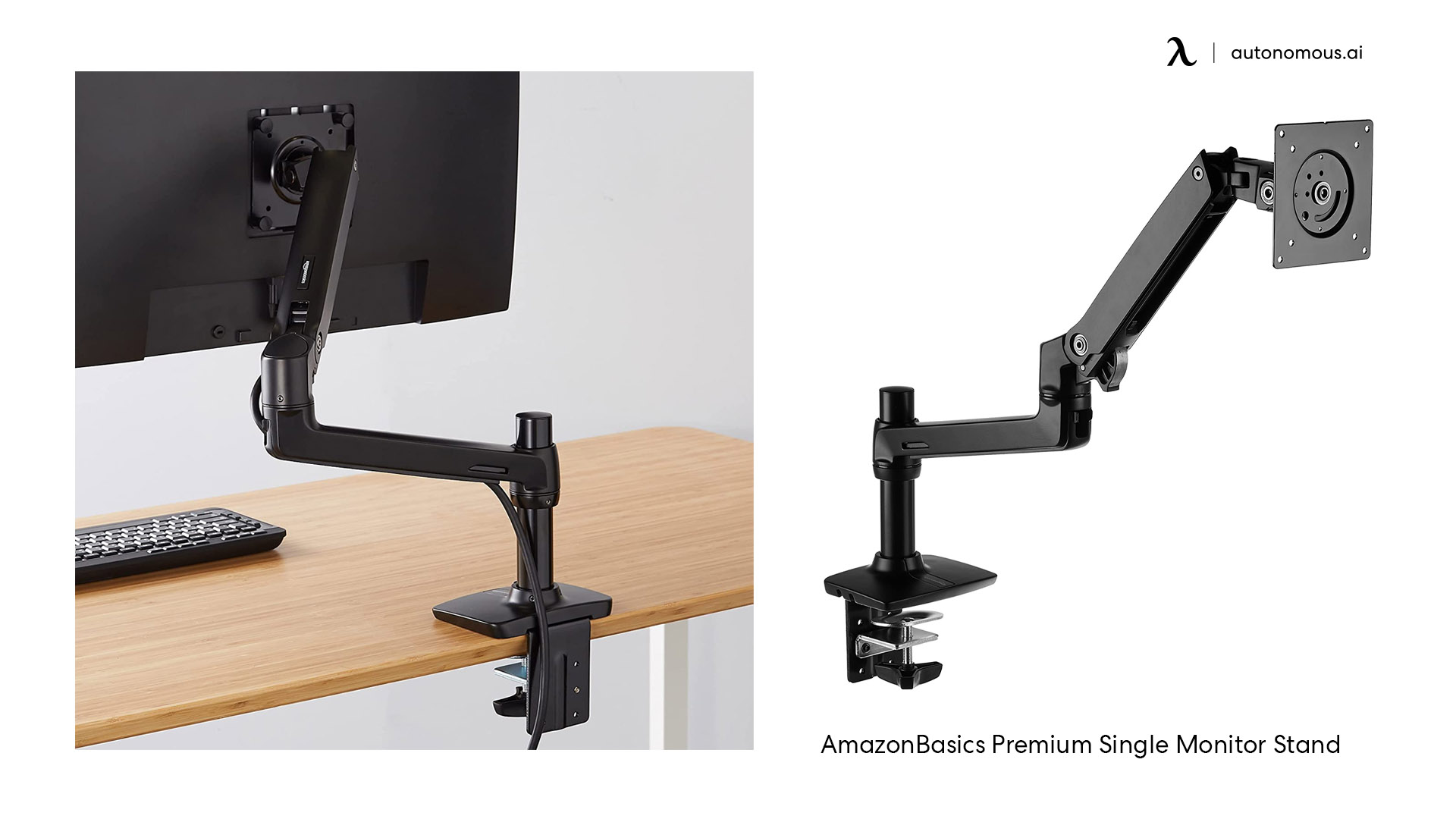 Basics Single Computer Monitor Stand Height Adjustable Desk Arm  Mount, Steel, Black : Electronics 