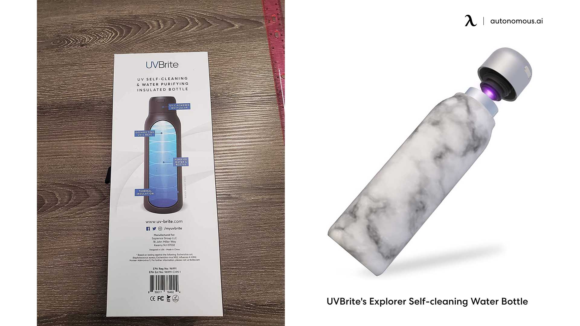 UVBrite's Explorer Self-cleaning Water Bottle