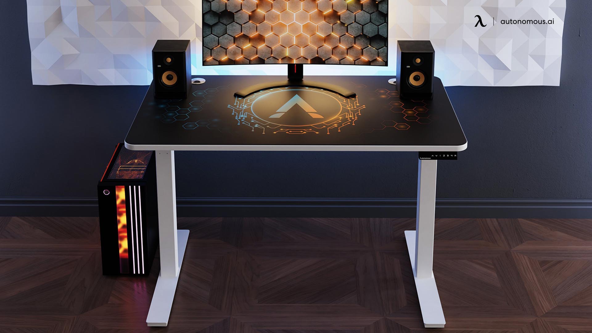 LED's setup Xbox One gaming desk.