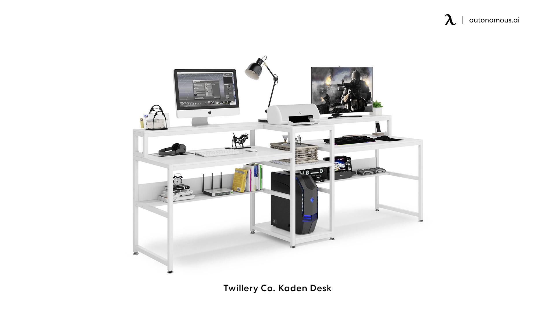 Twillery Co. Kaden double white desk
