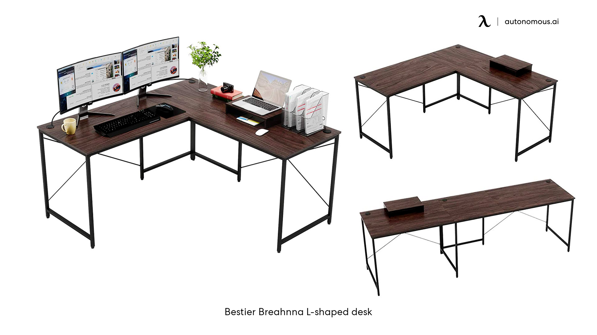 Bestier L-shaped Desk extra-long office desk