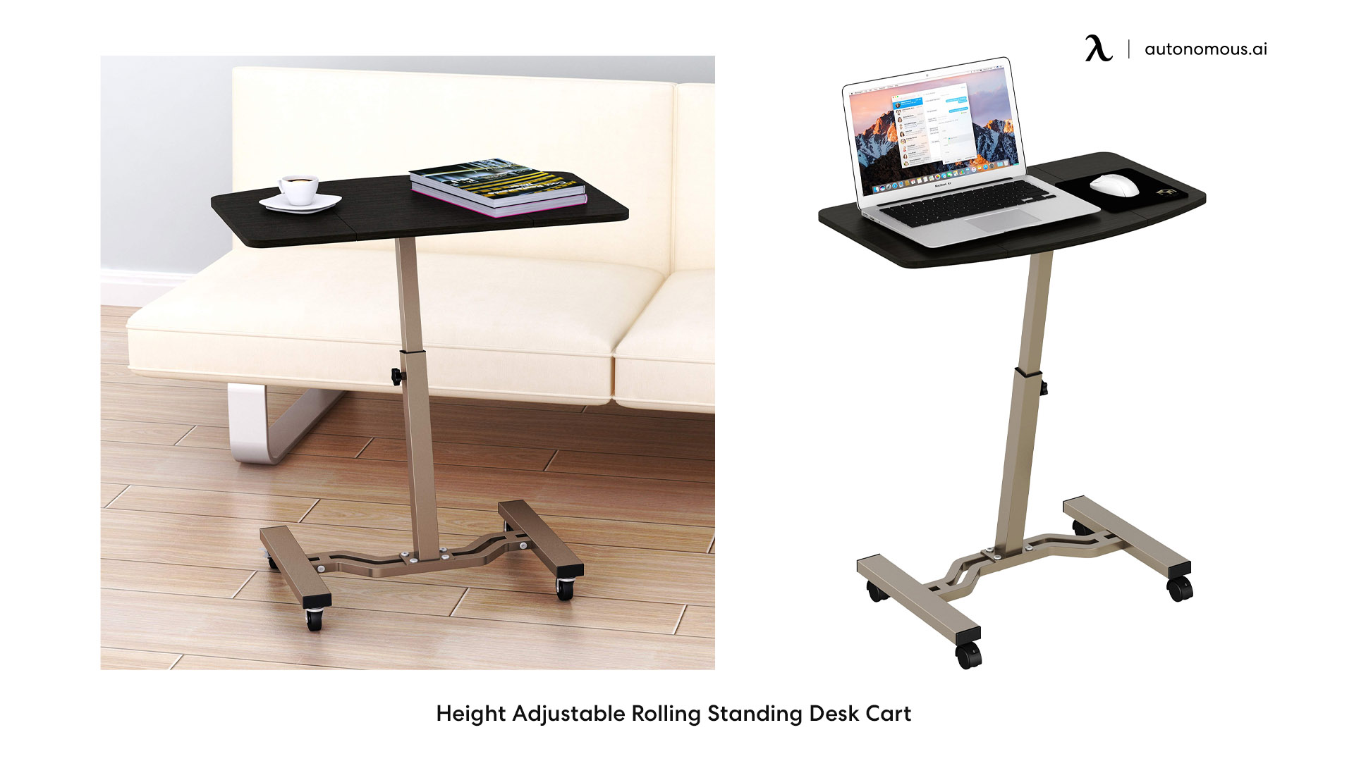 Height Adjustable Rolling Standing Desk Cart