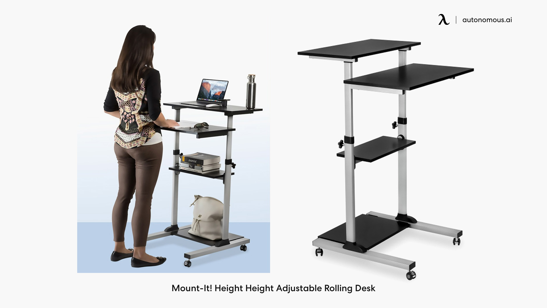 Mount-It! Height Height Adjustable Rolling Desk