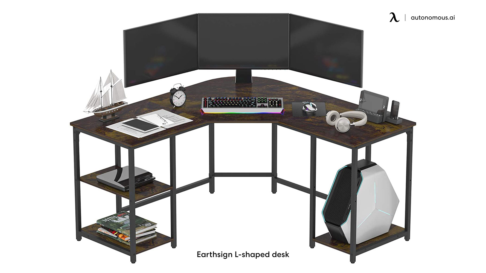 Earthsign industrial style l shaped desk
