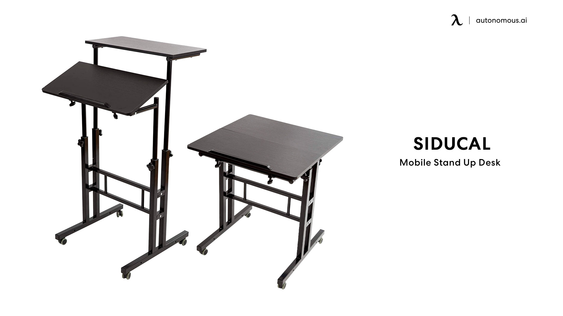 SIDUCAL Mobile Stand Up Desk - Adjustable Laptop Desk with Wheels Home Office Workstation