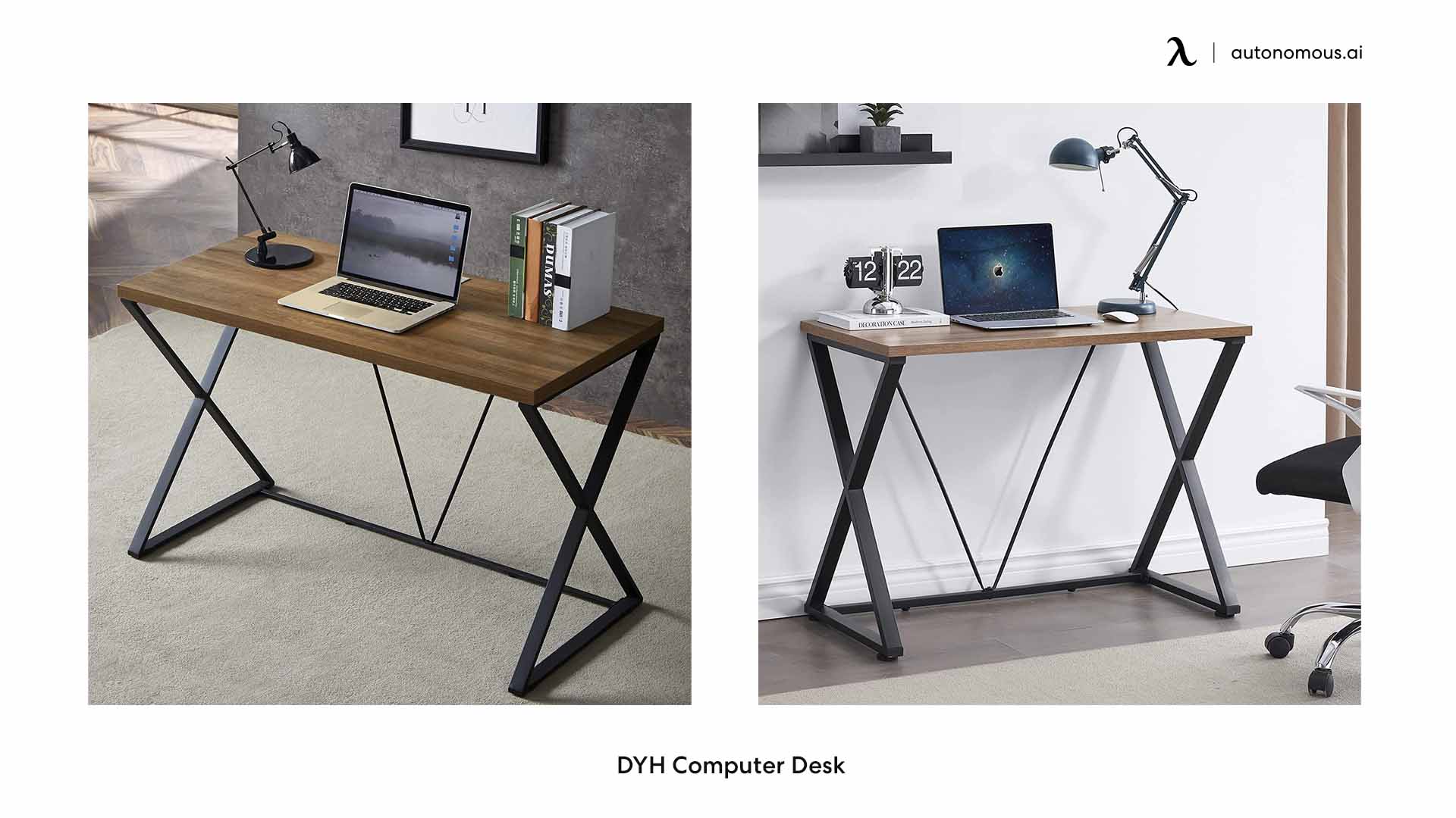 DYH's wood and metal desk