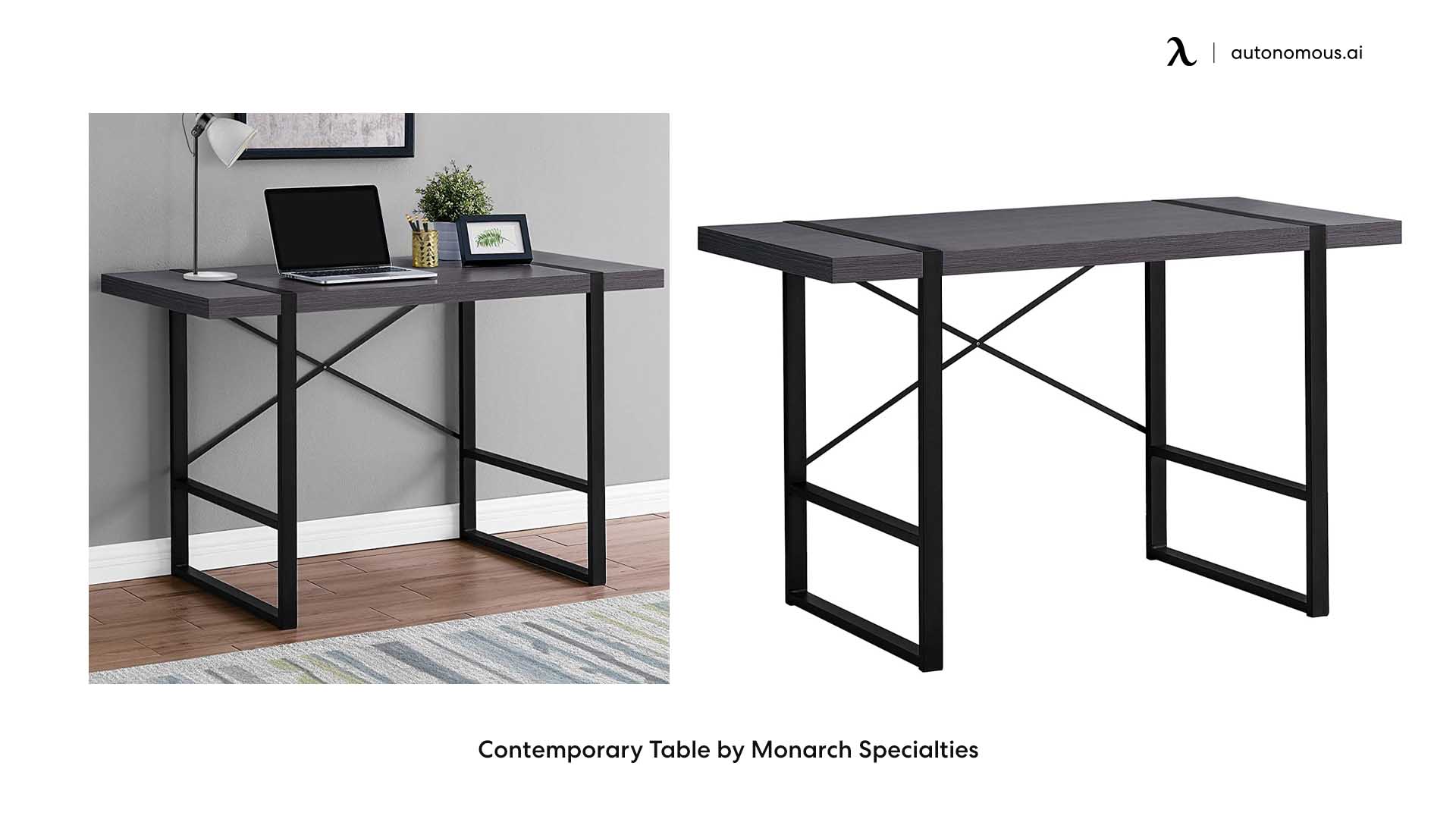 Contemporary wood and metal desk by Monarch Specialties