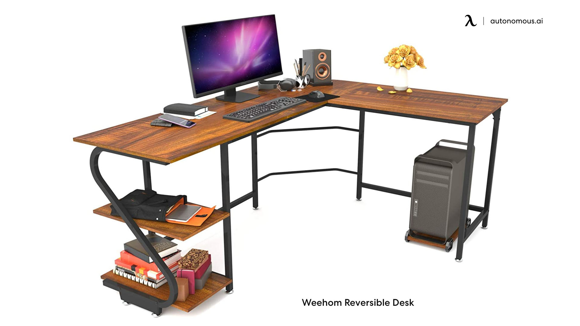 Weehom Reversible cheap computer desk with drawers