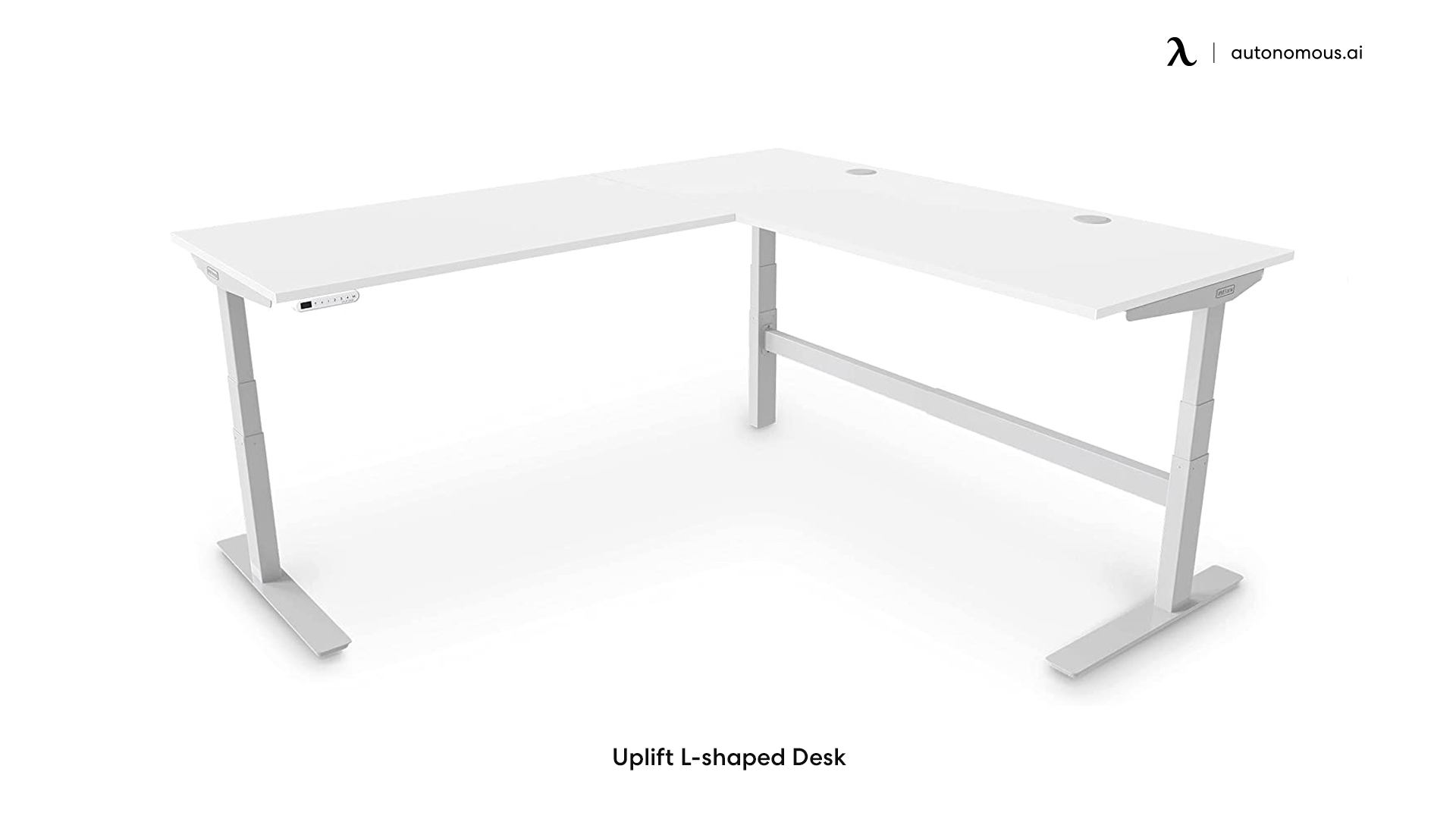 Uplift white L-desk with drawers