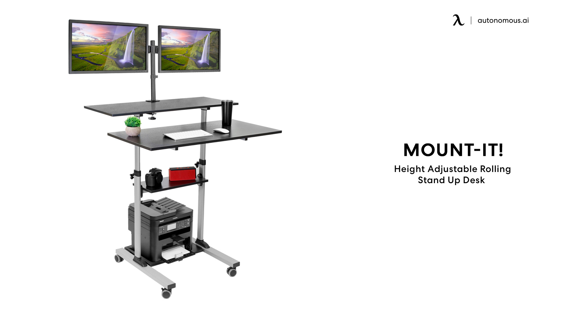 Mount-It! Height Adjustable Rolling Stand Up Desk