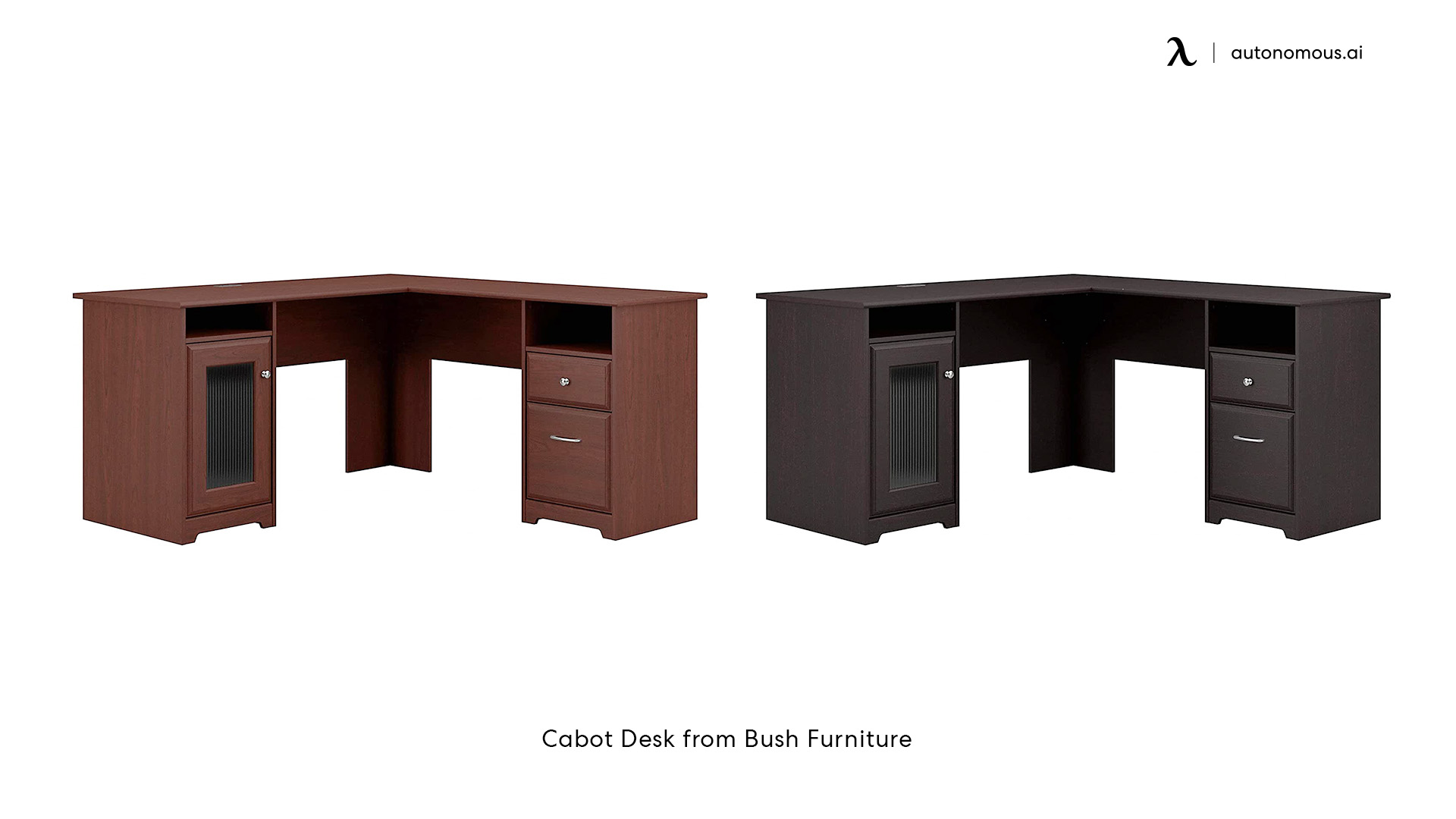Cabot L long desk with Storage in Heather