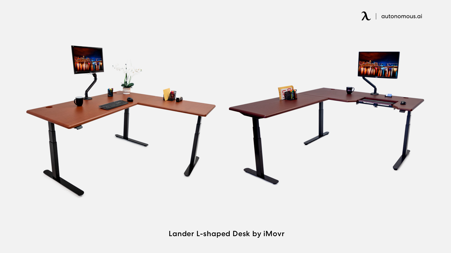 Lander L adjustable standing desk with wireless charging from iMovR