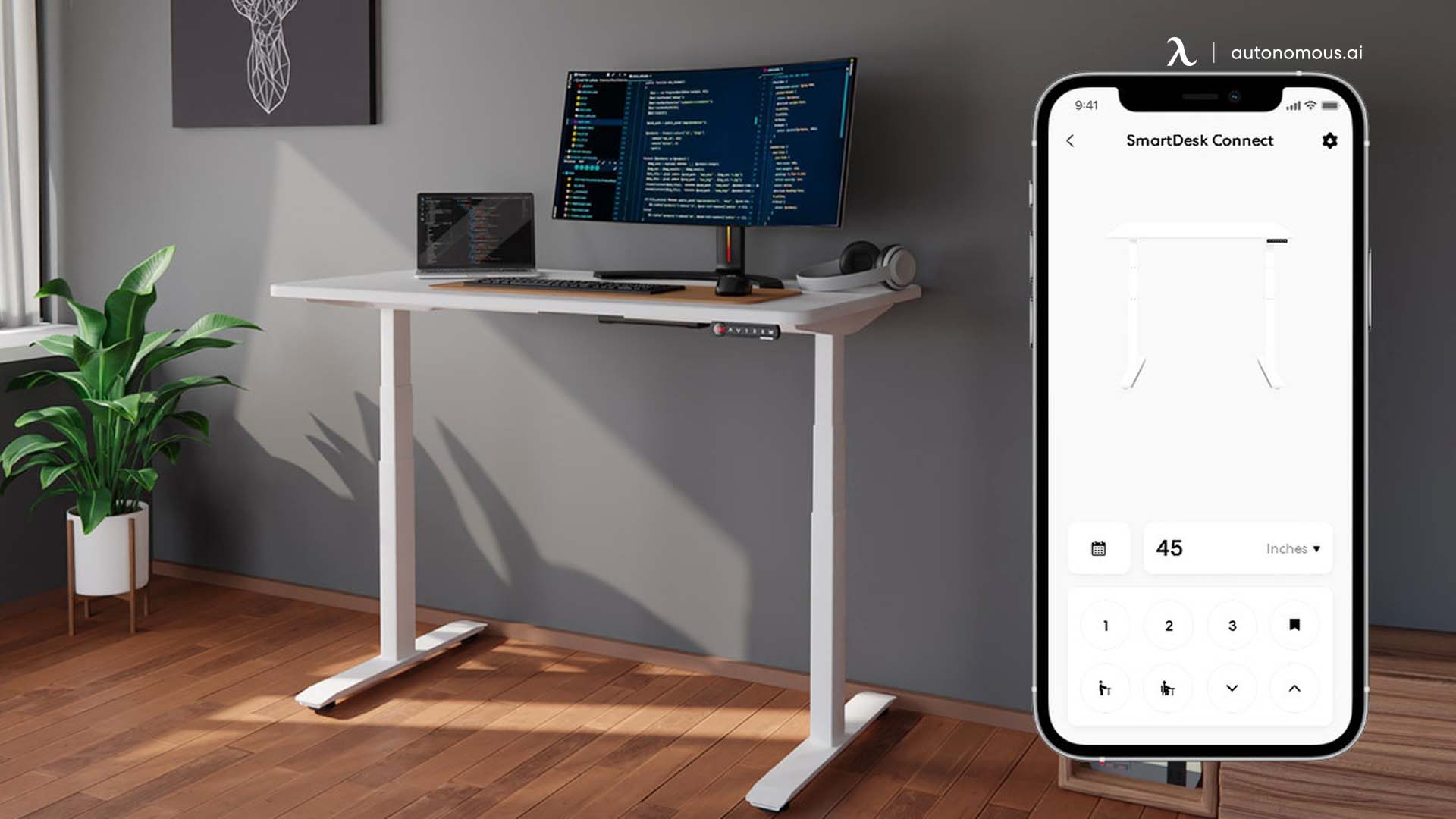 Smart Desk Connect in blue office decor