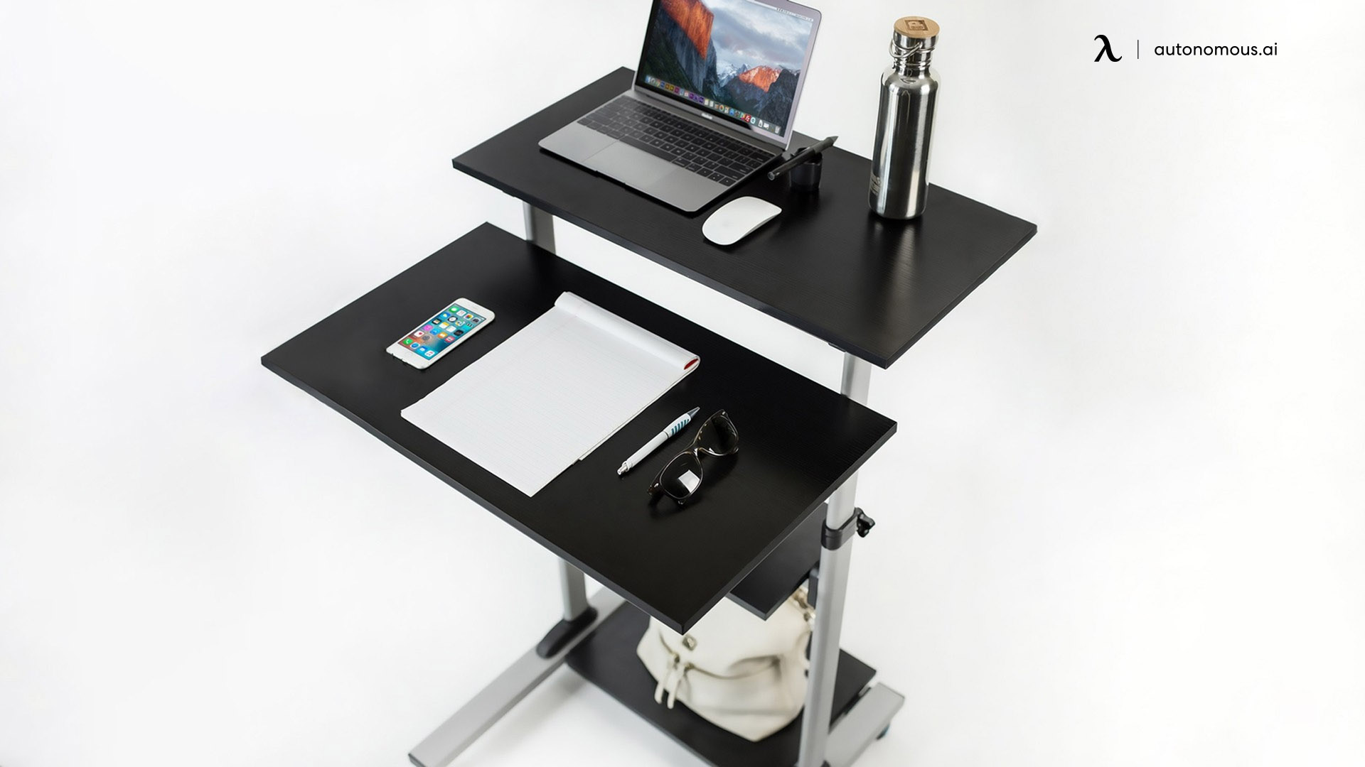 Mobile Standing Desk with Retractable Keyboard