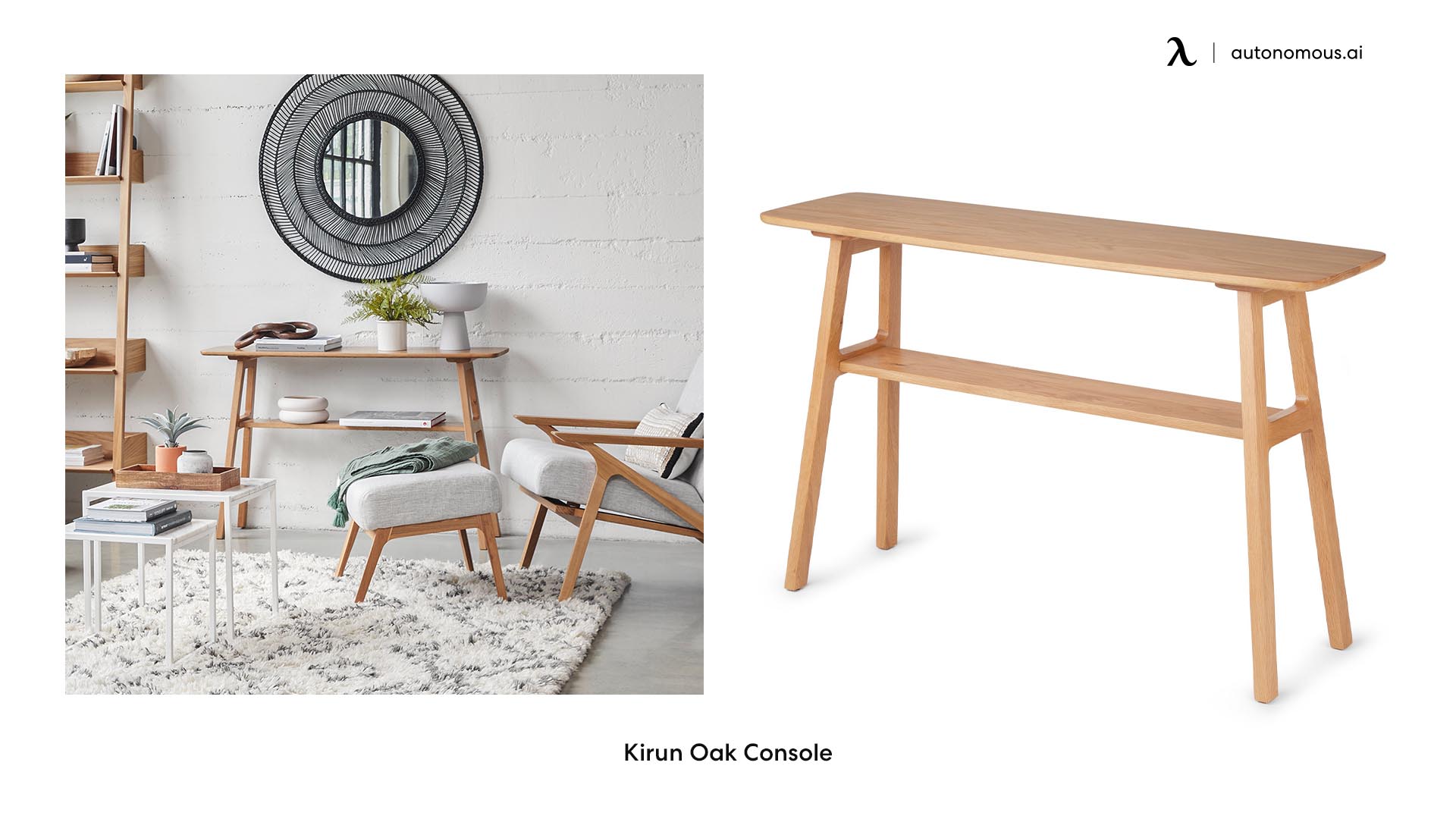 Kirun Oak Console modern wood desk