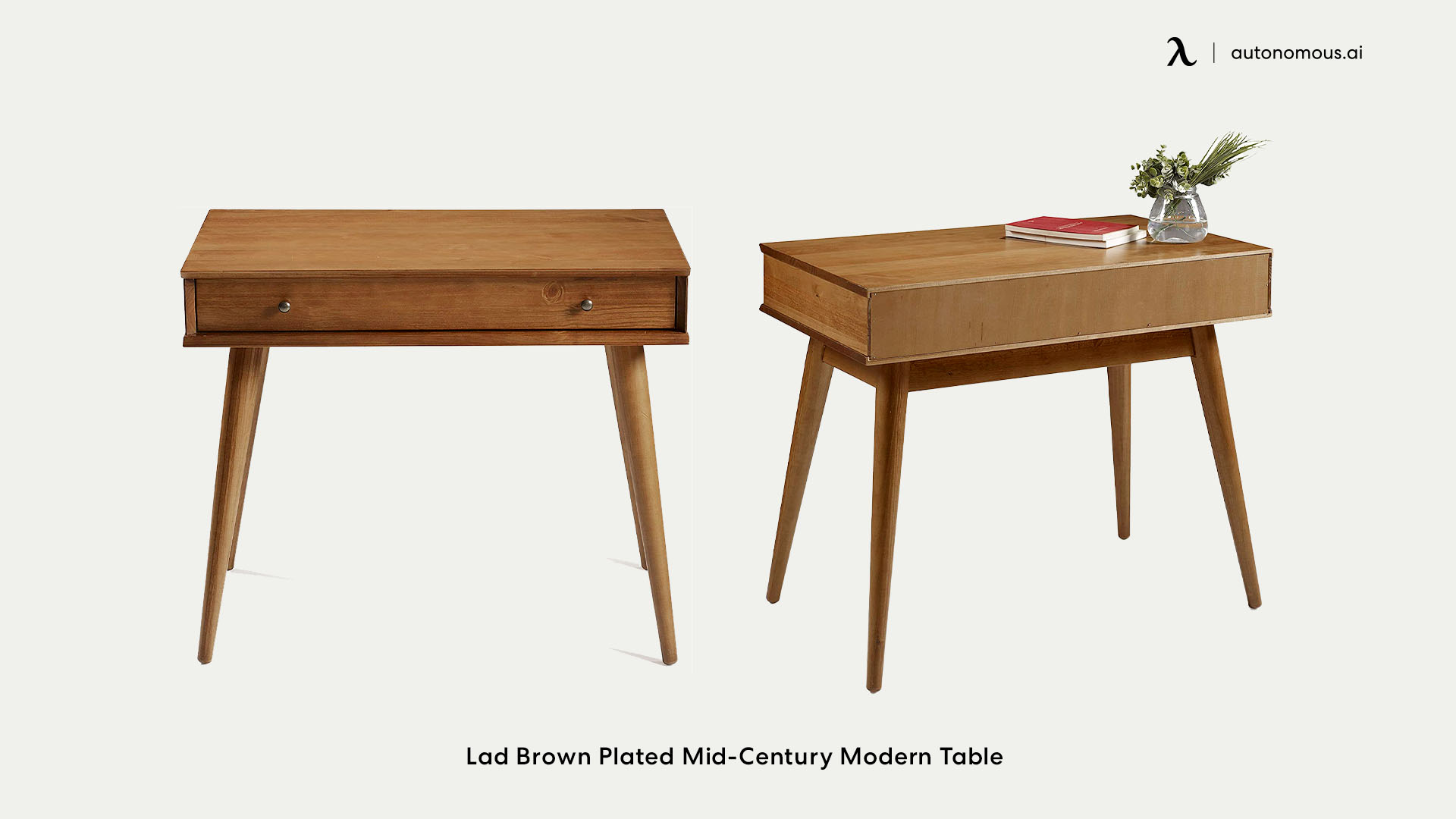 Lad Brown Plated Mid-Century Modern Table