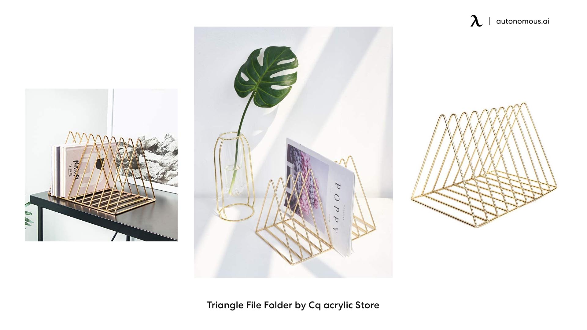 Gold Triangle File Holder stylish desk accessories