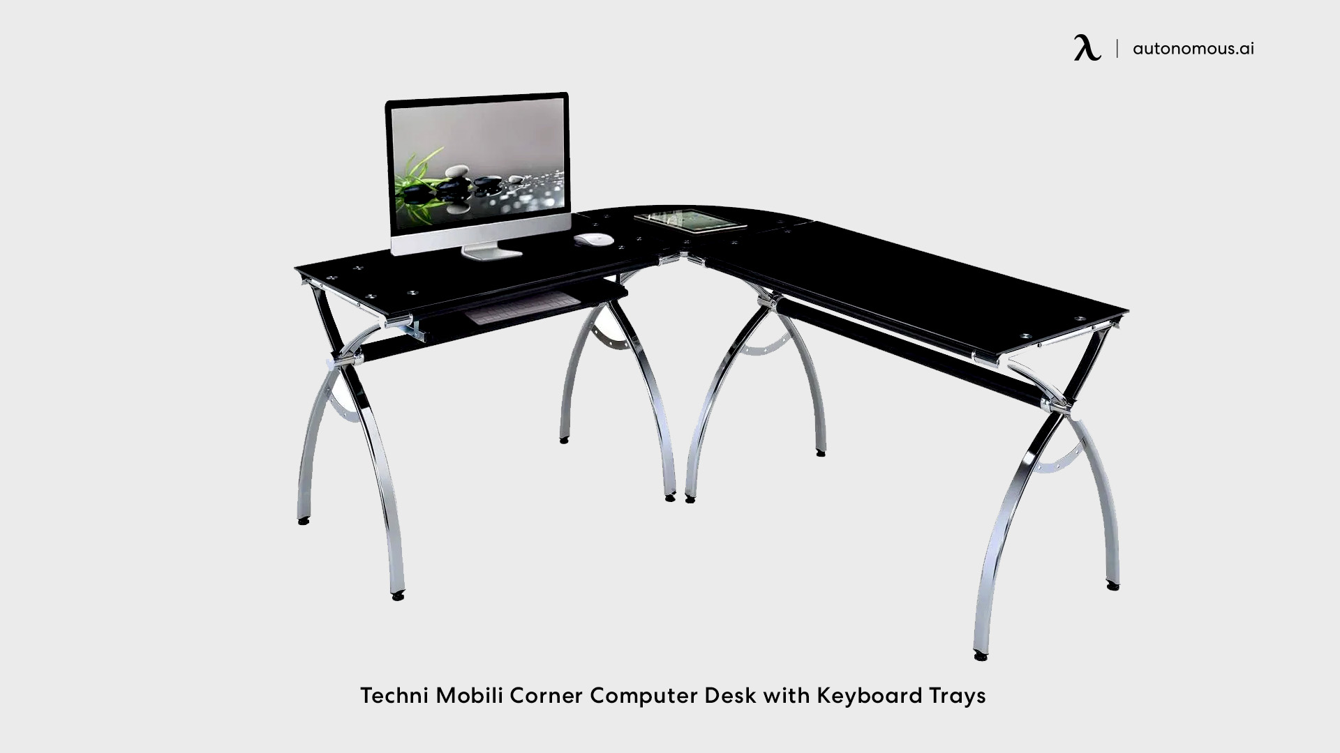 Techni Mobili Corner Computer Desk with Keyboard Trays