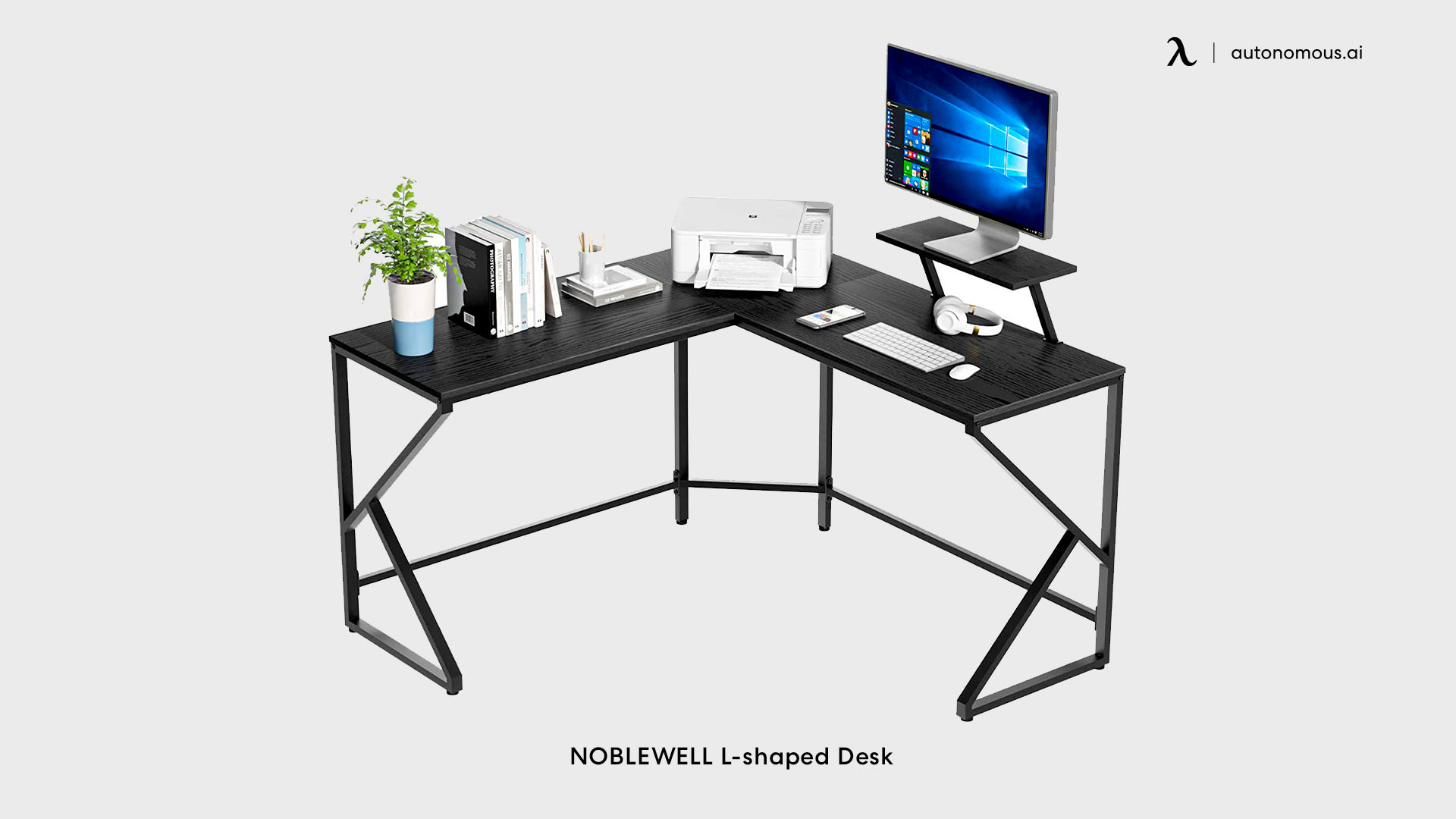 NOBLEWELL L-shaped Desk with Attached Keyboards