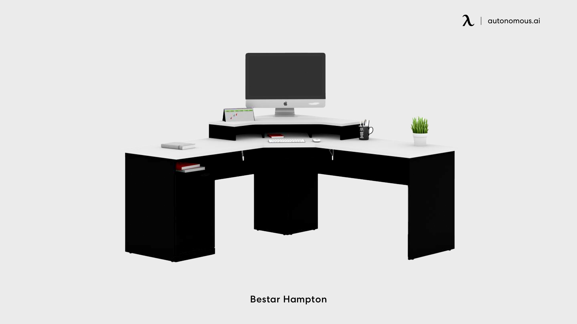 Bestar Hampton l-shaped desk with keyboard tray